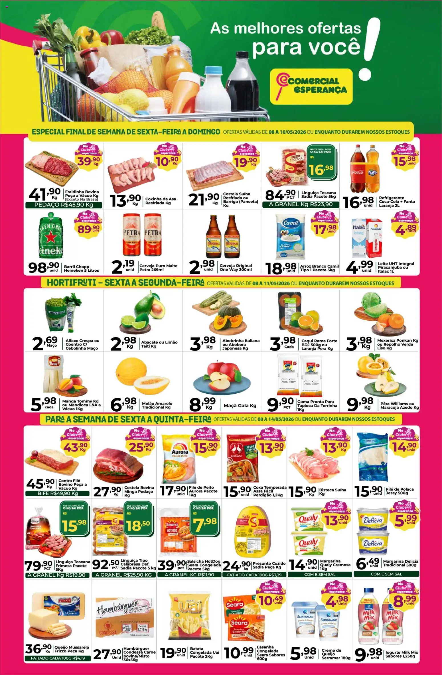 Comercial Esperança Folheto - válido de 08.05.2026 | Página: 1 | Produtos: Tapioca, Fraldinha, Arroz, Sal