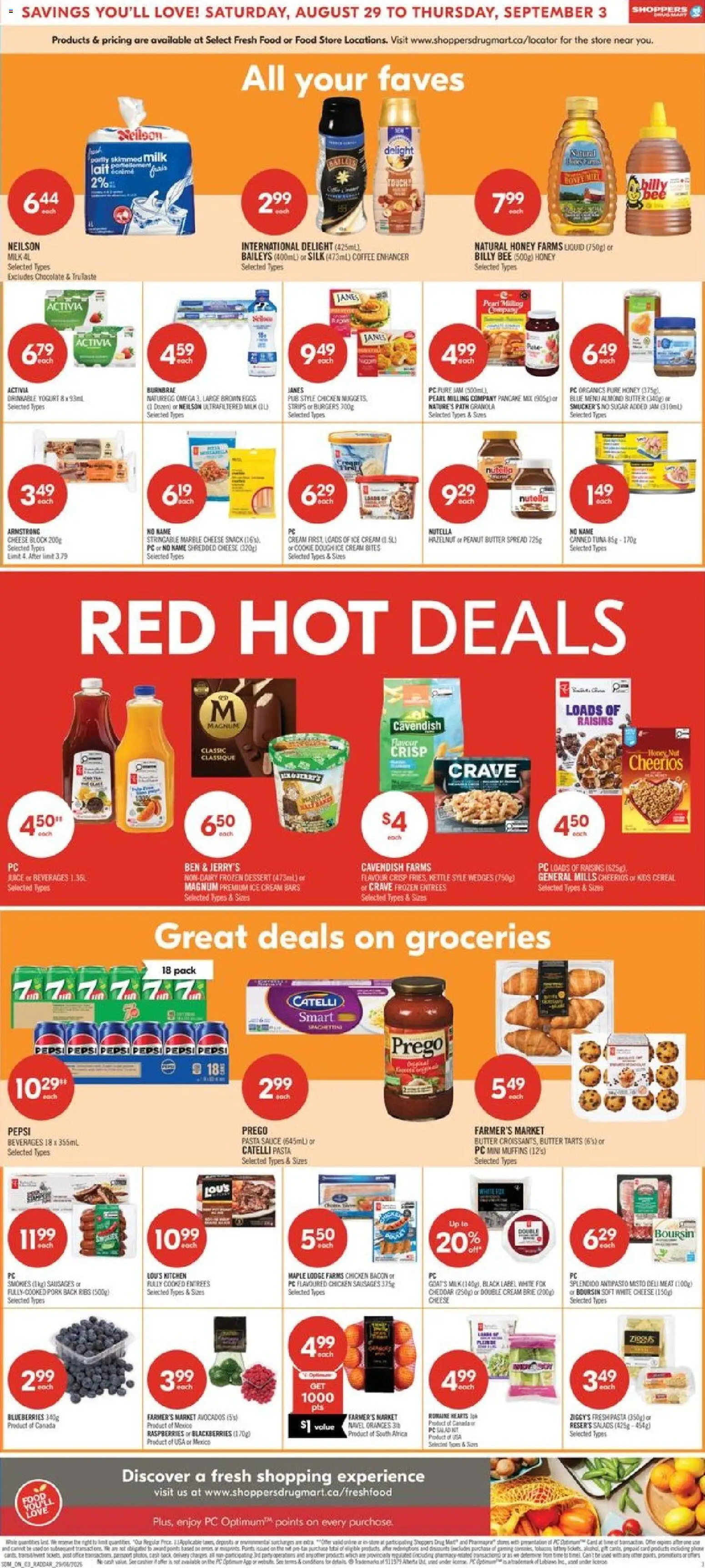 Shoppers flyer valid from Aug 29, 2026 | Page: 5 | Products: Kettle, Dessert, Butter, Foil
