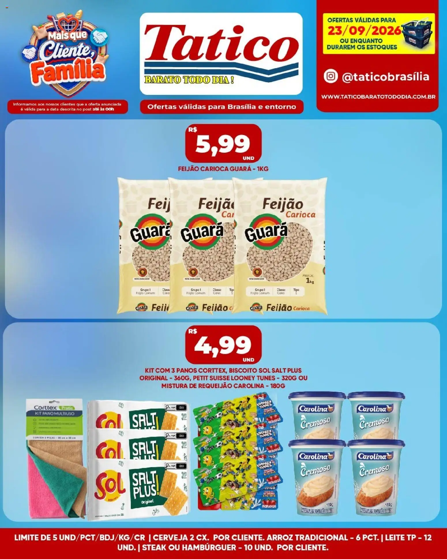 Tatico Folheto - válido de 23/09/2026 | Página: 4 | Produtos: Feijão, Steak, Leite, Arroz