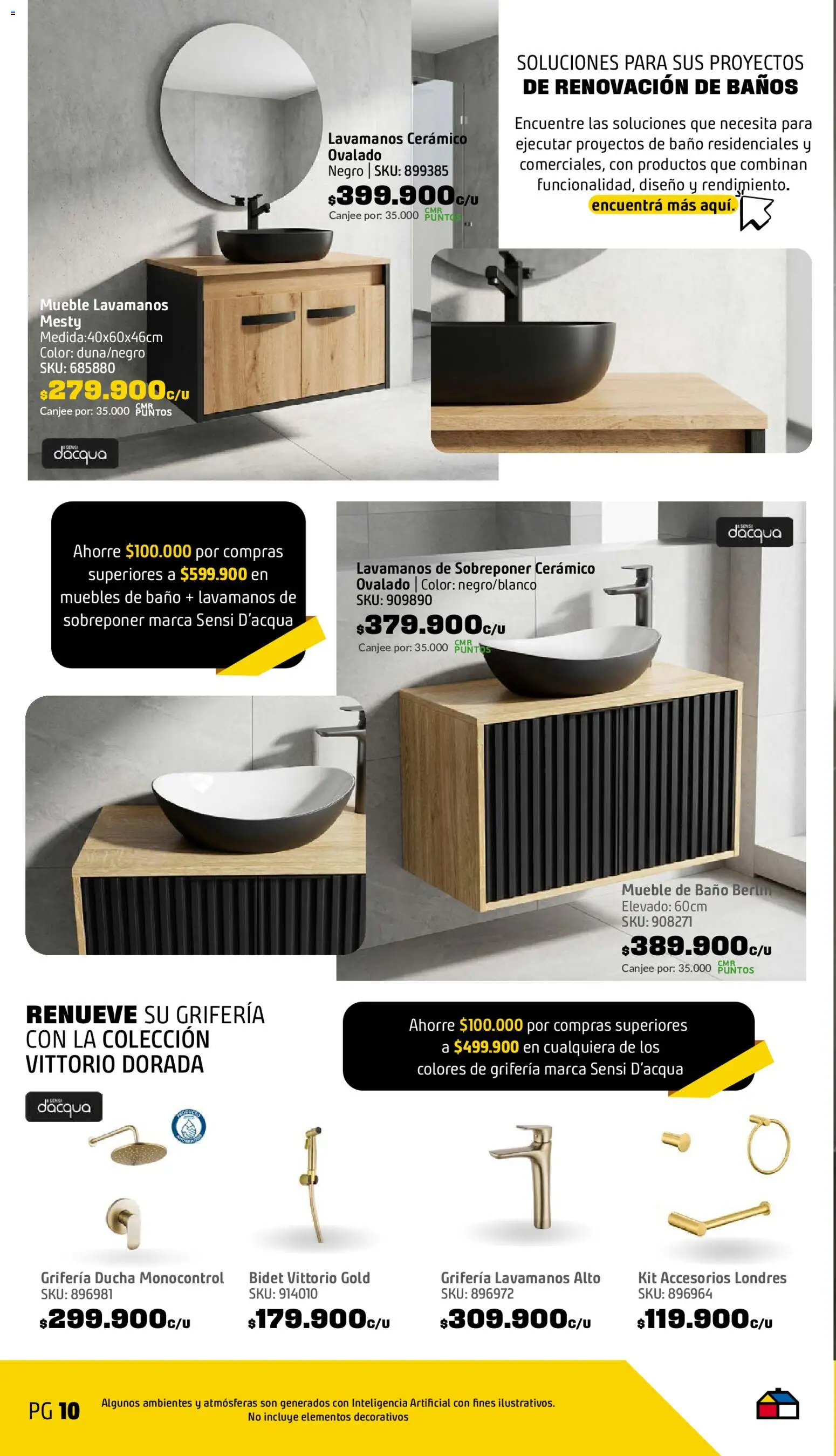 Homecenter revista - valida desde el 08/09/2026 | Página: 11 | Productos: Mueble de baño, Bidet, Lavamanos, Ducha