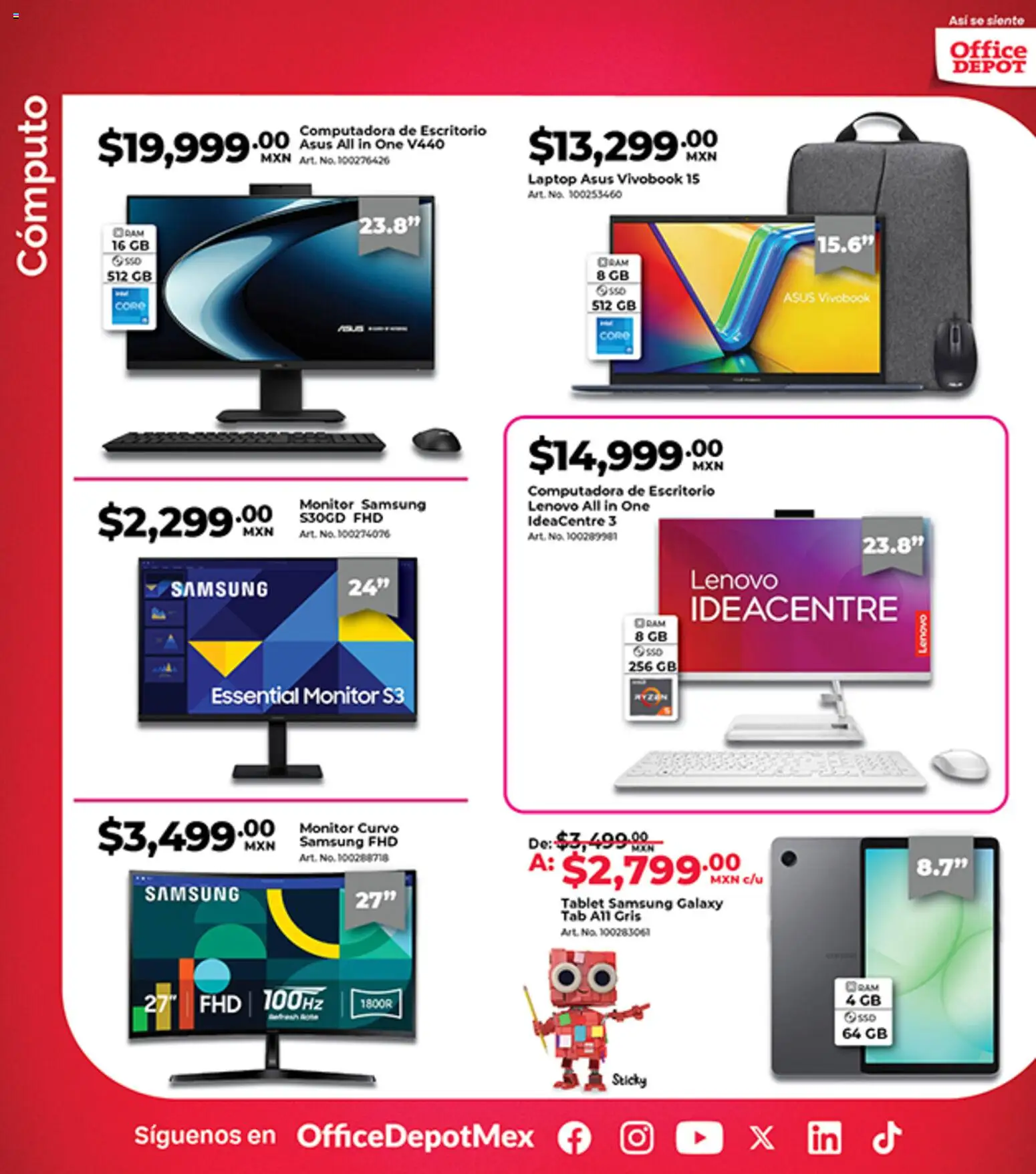 Nuevas ofertas de Office Depot válidas en toda la República Mexicana desde el 01.05.2026. ¡Encuentra las mejores ofertas en Office Depot catálogo! | Página: 21 | Productos: Tablet, Monitor, Computadora, Escritorio