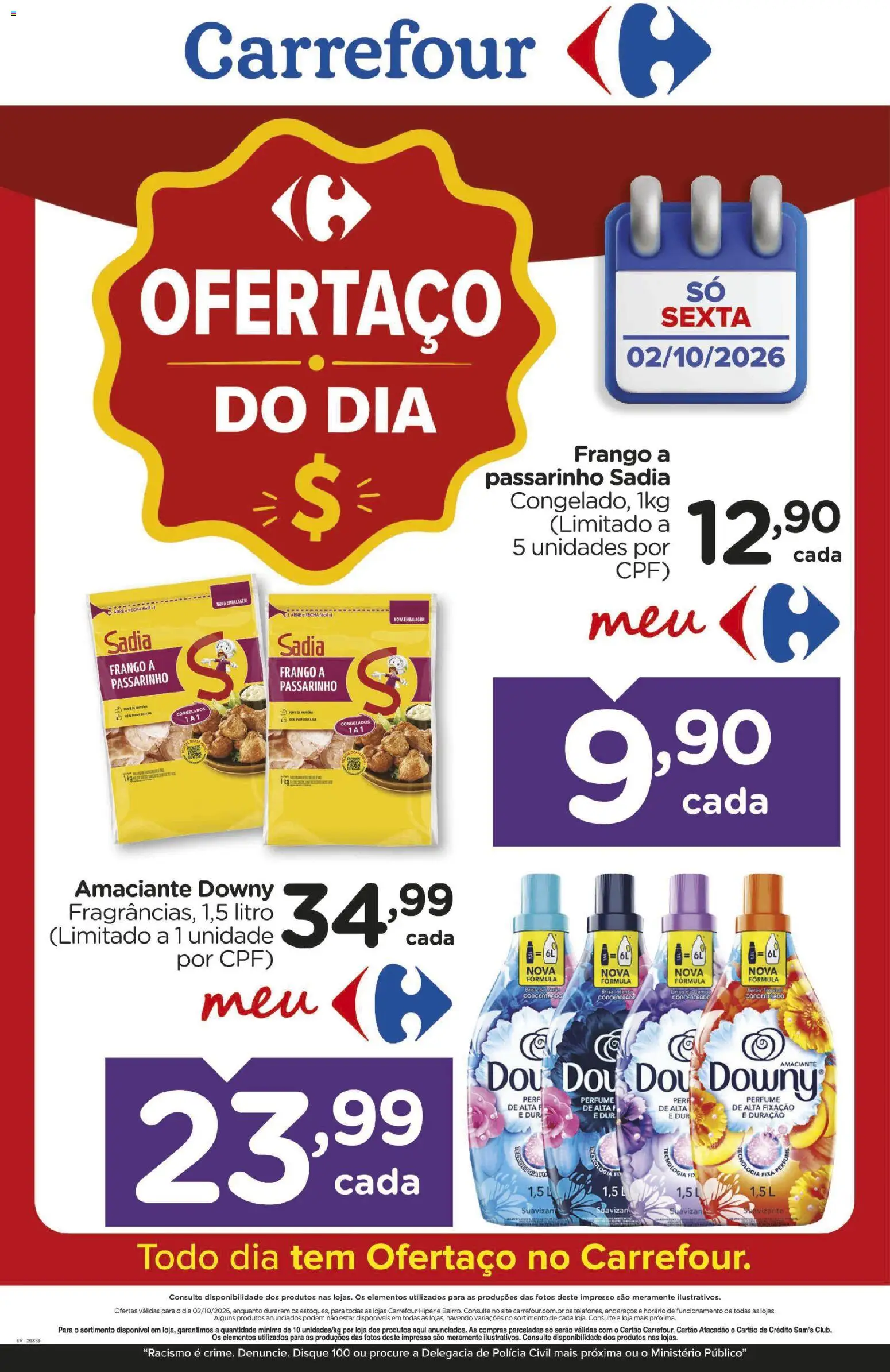 Carrefour Folheto - válido de 02/10/2026 | Página: 1 | Produtos: Perfume, Amaciante downy, Frango, Amaciante