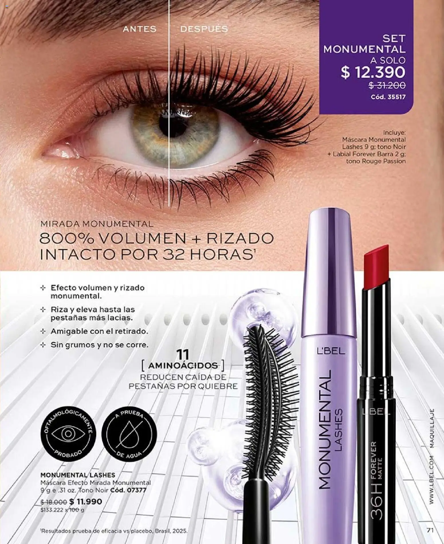 Catálogo L'Bel Campaña 14 │ válido desde el 16.08.2026 | Página: 71 | Productos: Agua, Maquillaje, Máscara, Labial