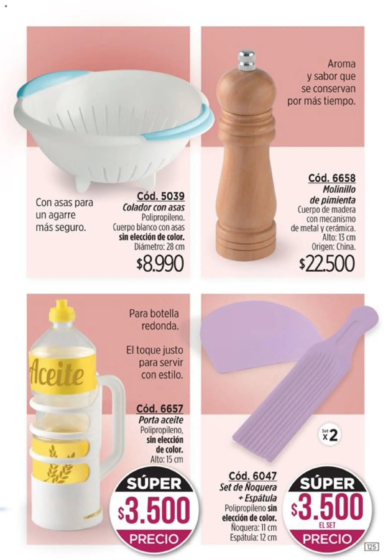 Catálogo Amodil Campaña 4 │ válido desde el 01/03/2026 | Página: 125 | Productos: Aceite, Pimienta, Colador, Molinillo