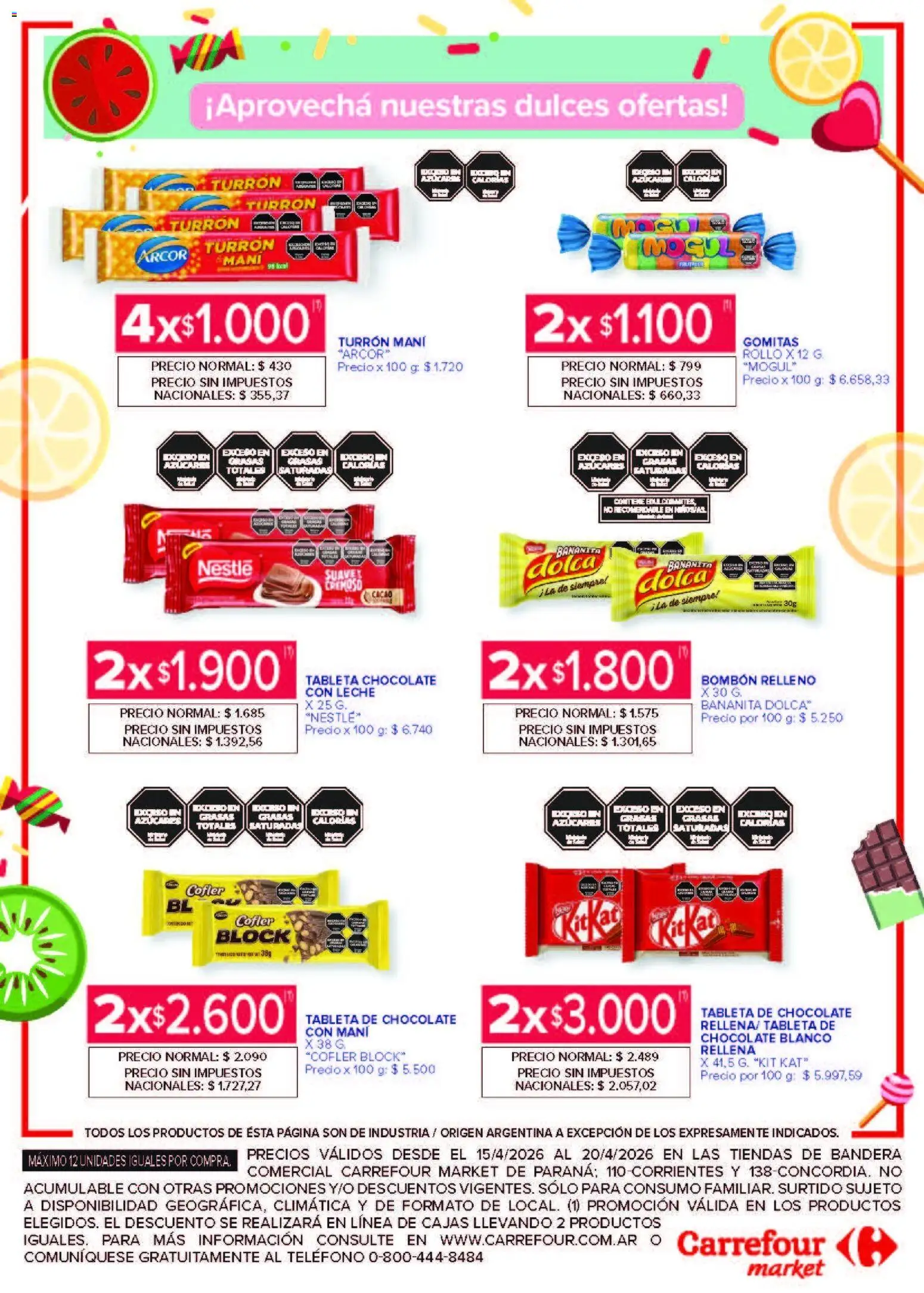 Carrefour Market - Market Paraná y Concordia │ válido desde el 15.04.2026 | Página: 4 | Productos: Teléfono, Leche, Chocolate, Turrón