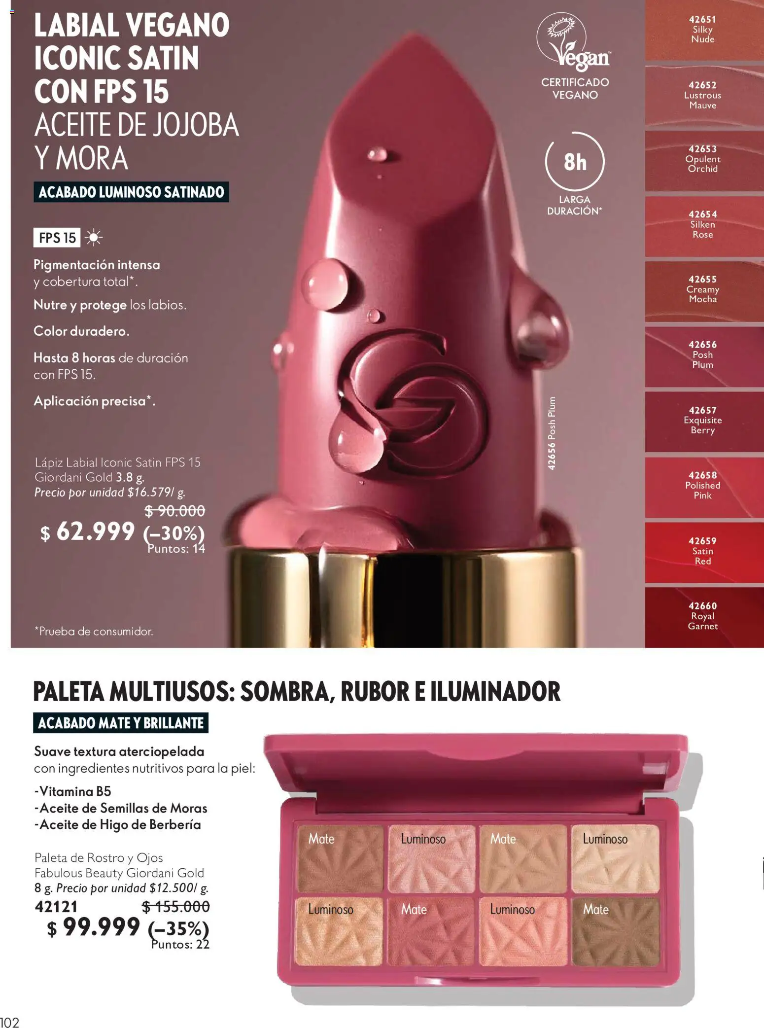 Oriflame revista - valida desde el 11/07/2026 | Página: 102 | Productos: Iluminador, Rubor, Mora, Aceite