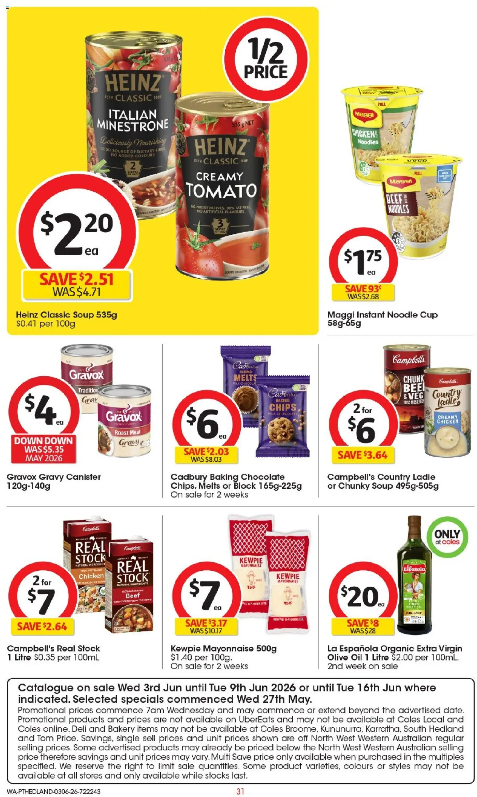 Coles catalogue - valid from 03.06.2026 | Page: 31 | Products: Oil, Chocolate, Noodles, Mayonnaise