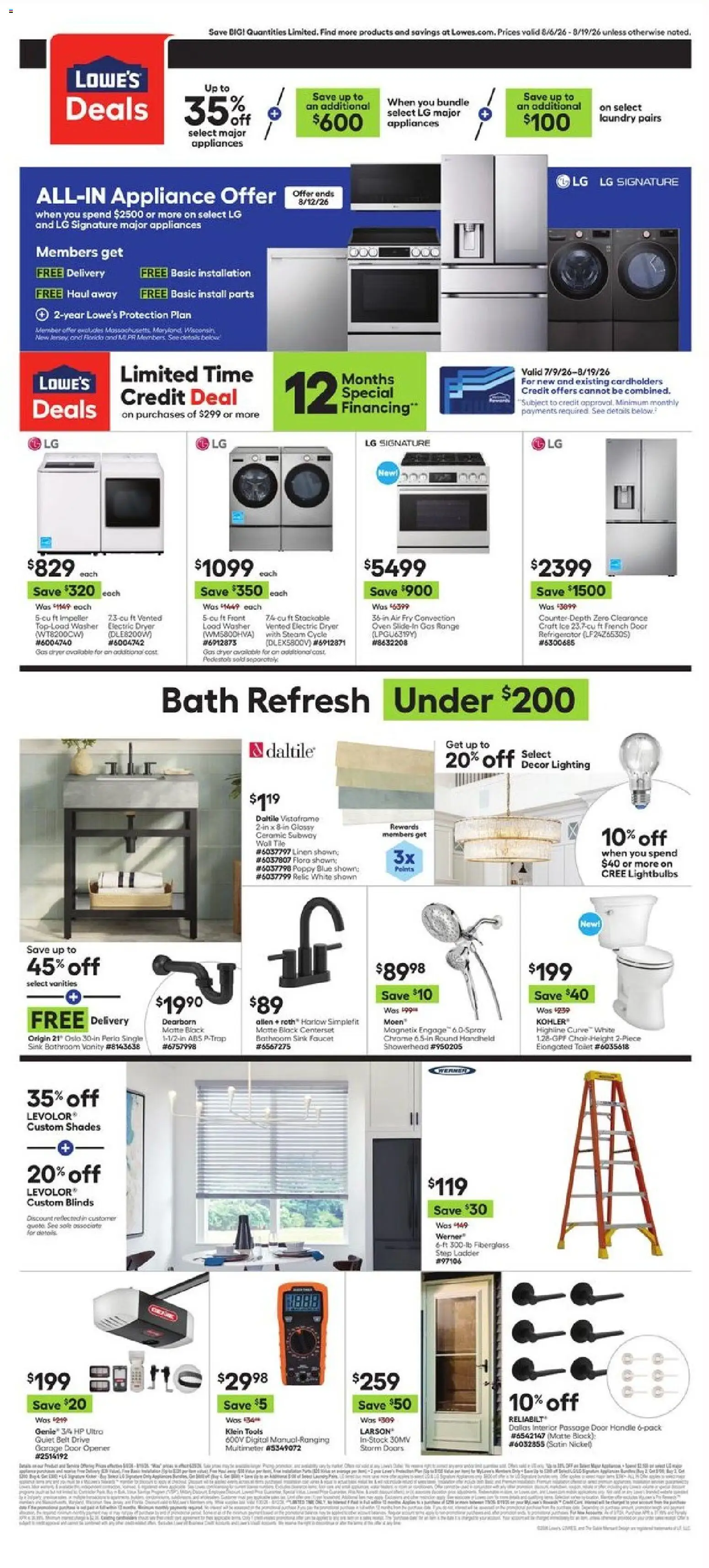 Lowe's Weekly Ad - valid from 08/06/2026 | Page: 2 | Products: Opener, Belt, Refrigerator, Dryer