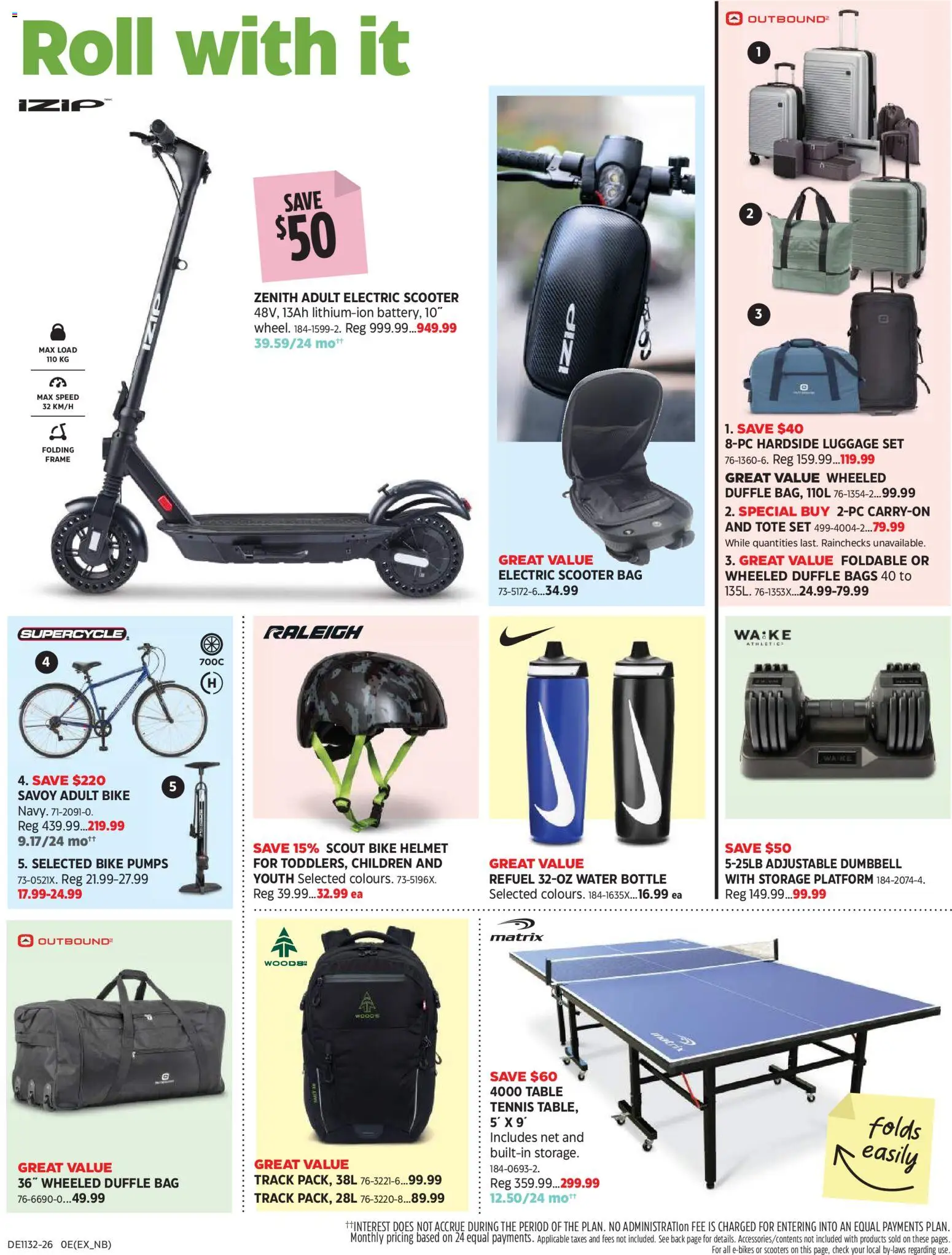 Canadian Tire flyer valid from Aug 6, 2026 | Page: 11 | Products: Luggage, Bag, Table
