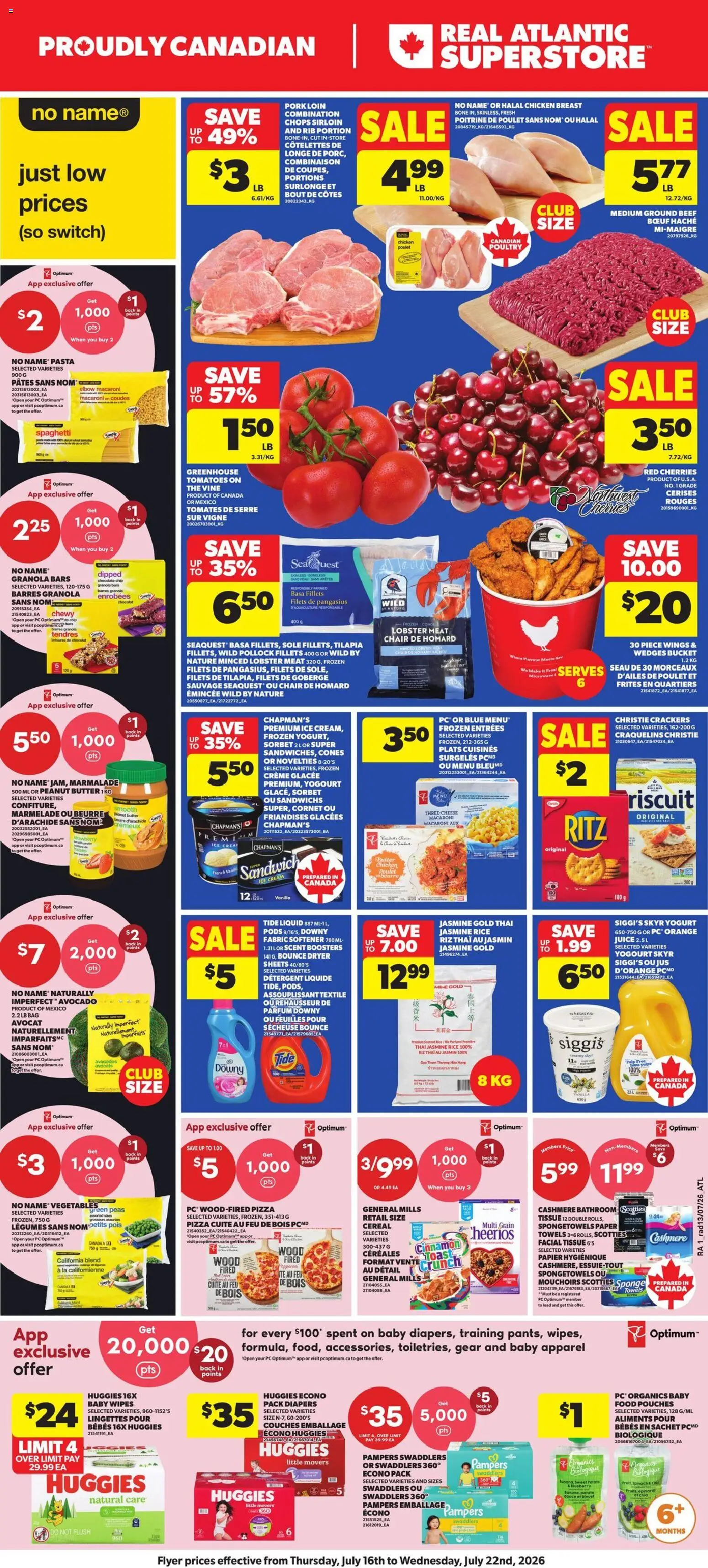 Atlantic Superstore flyer valid from Jul 16, 2026 | Page: 1 | Products: Skyr, Ice cream, PC, Diapers