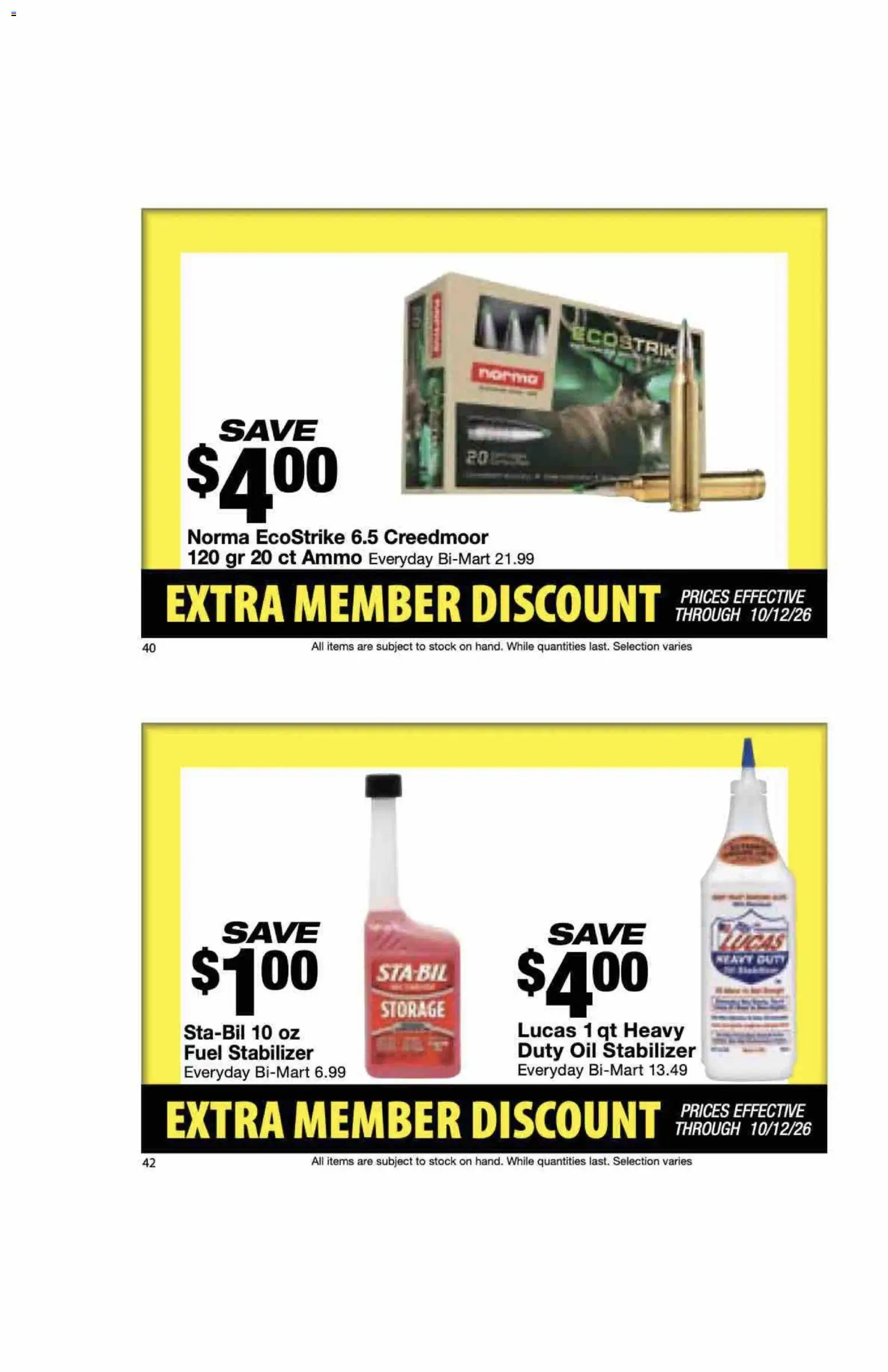 Bi-Mart Extra Member Discount Book - valid from 09/28/2026 | Page: 22 | Products: Oil, Ammo