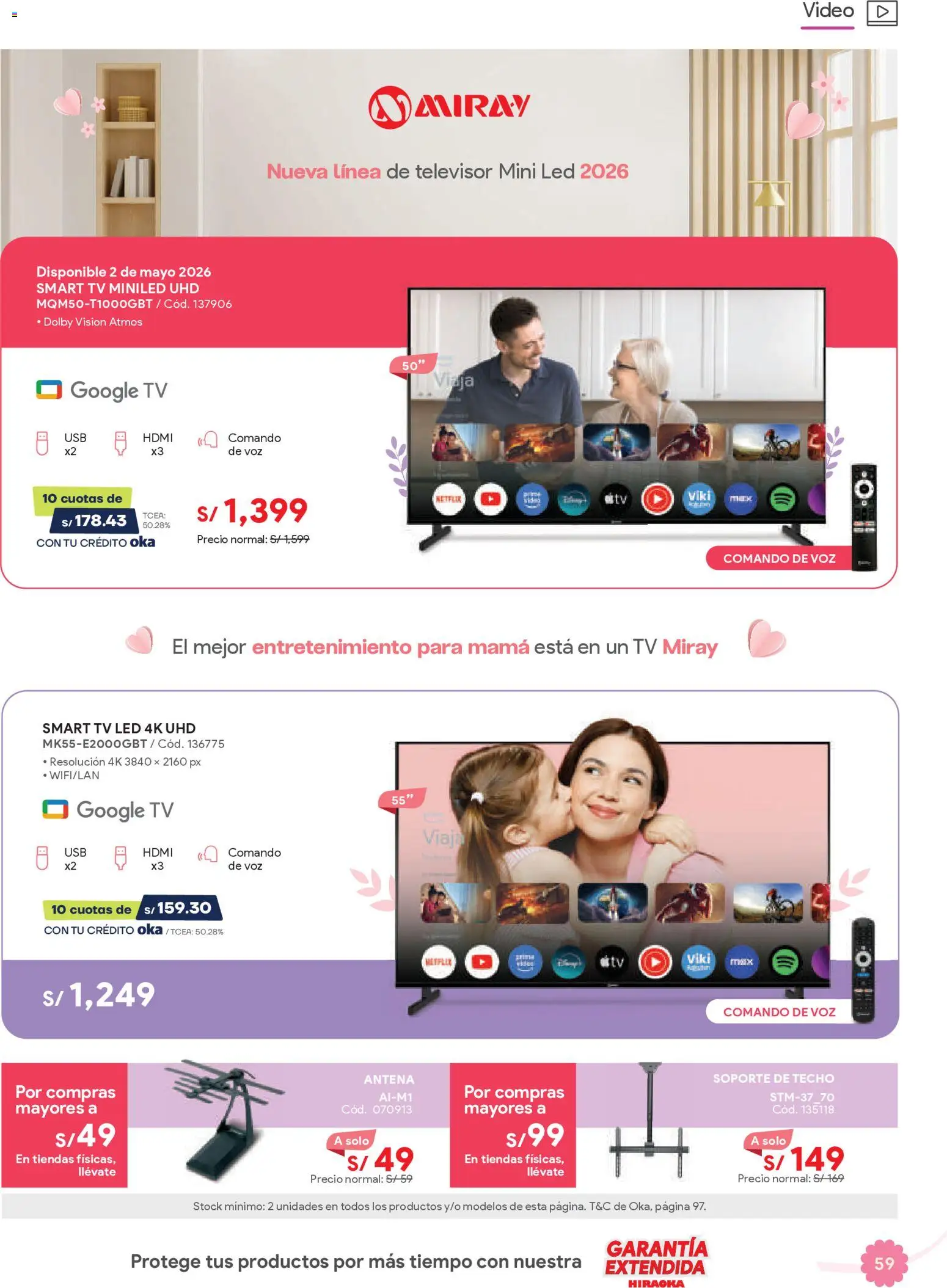 Catálogo Hiraoka válido desde 25.04.2026 | Página: 59 | Productos: Televisor, Video