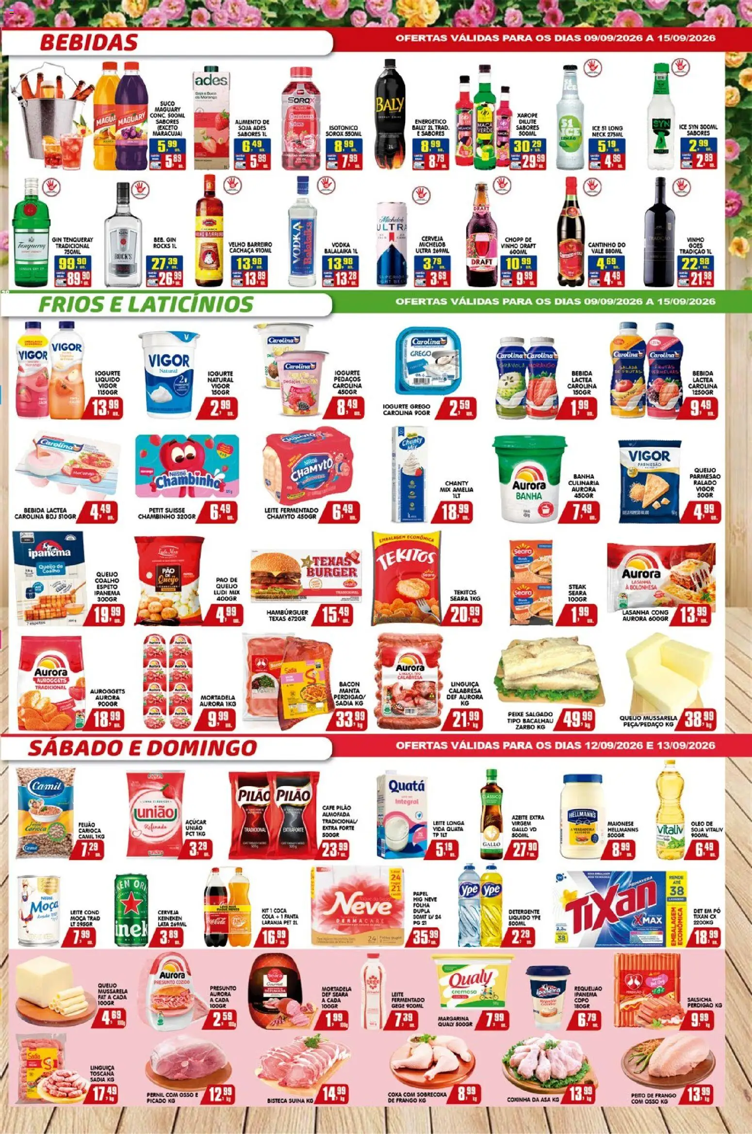 Higa's Supermercado Folheto - válido de 09/09/2026 | Página: 3 | Produtos: Maracujá, Mortadela, Café pilão, Peito de frango
