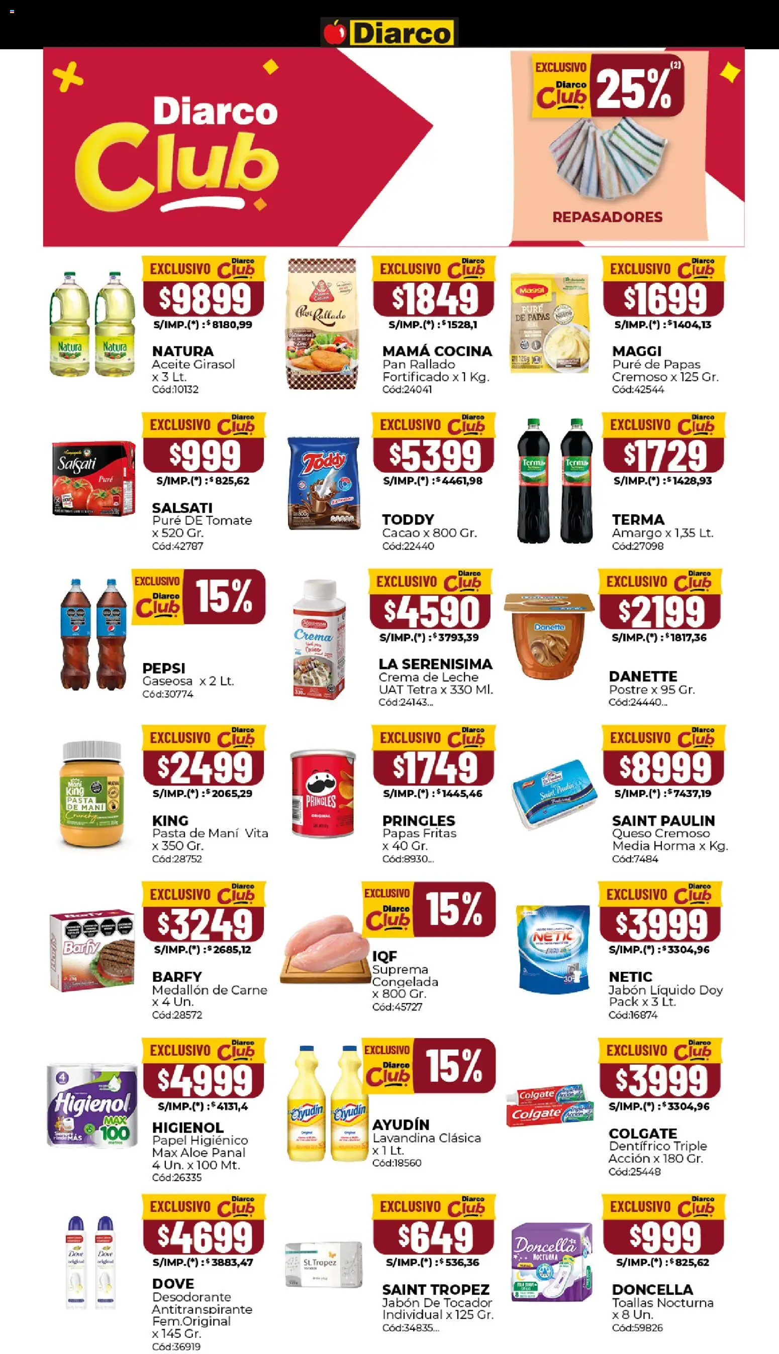Diarco ofertas │ válido desde el 06/04/2026 | Página: 9 | Productos: Lavandina, Aceite, Tomate, Queso