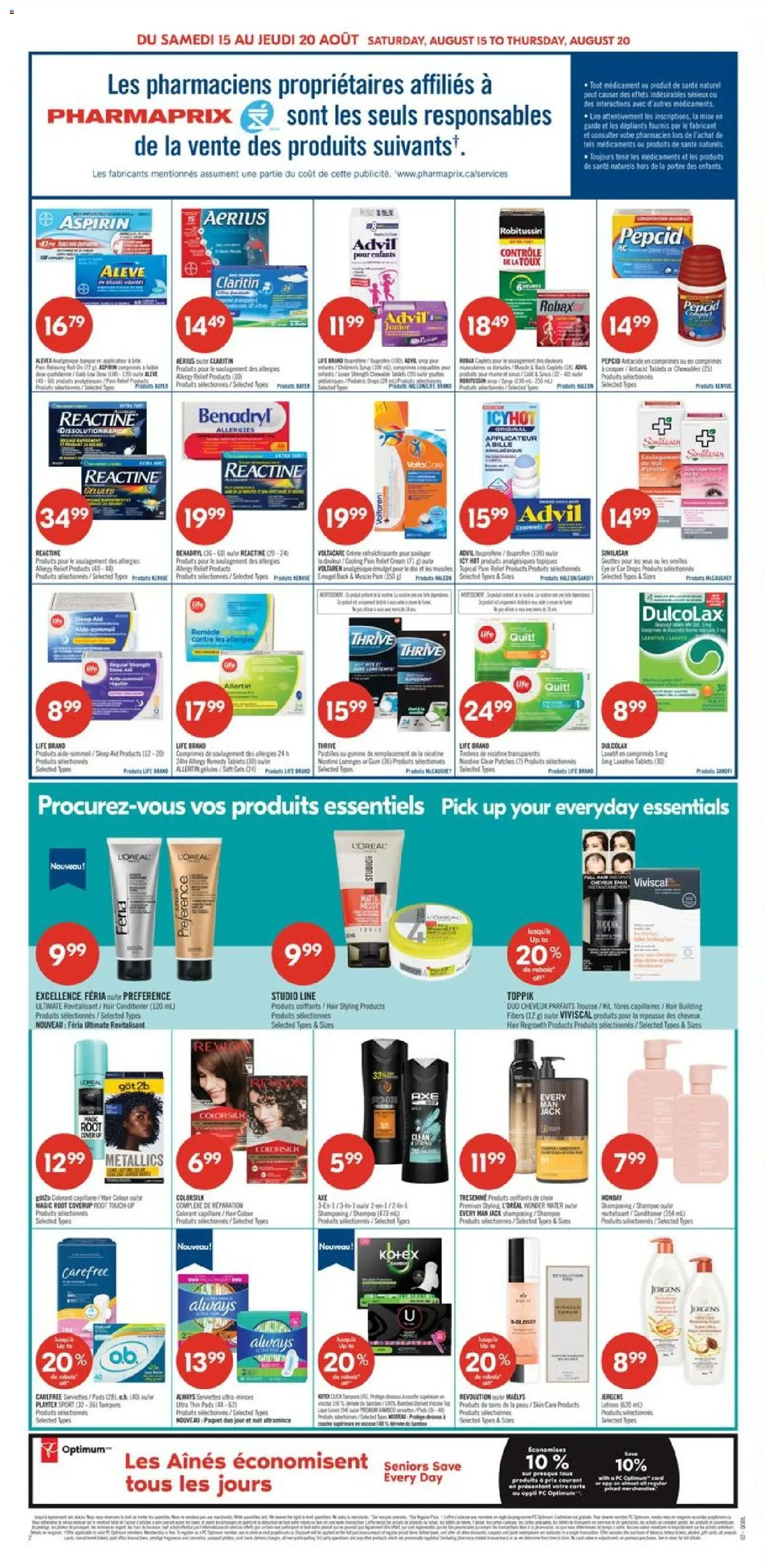 Pharmaprix flyer valid from Aug 14, 2026 | Page: 4 | Products: Cream, Conditioner, Tampons, Hair styling