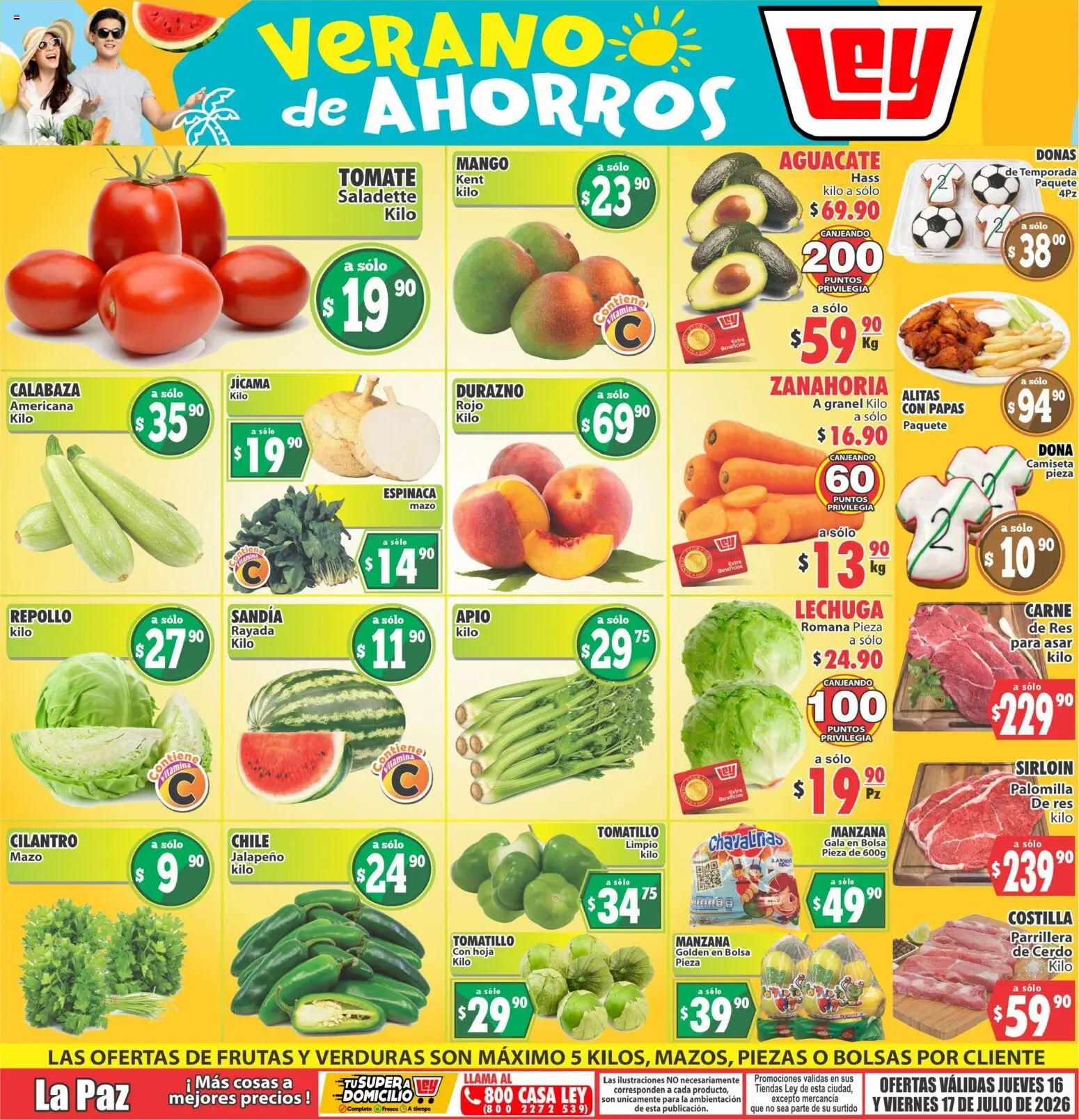 Nuevas ofertas de Casa Ley válidas en toda la República Mexicana desde el 16/07/2026. ¡Encuentra las mejores ofertas en Casa Ley folleto Las ofertas de frutas y verdunas! | Página: 1