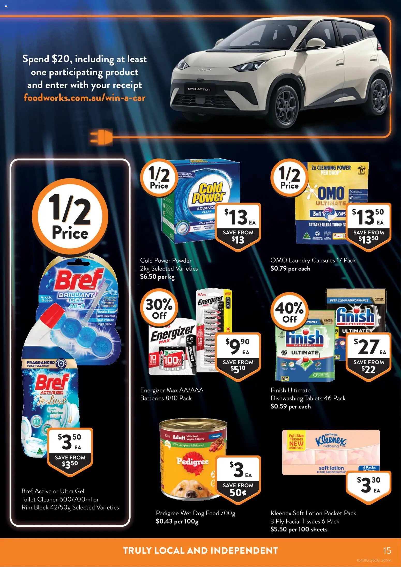Foodworks catalogue - valid from 26/08/2026 | Page: 15 | Products: Powder, Dog food, Laundry capsules, Batteries