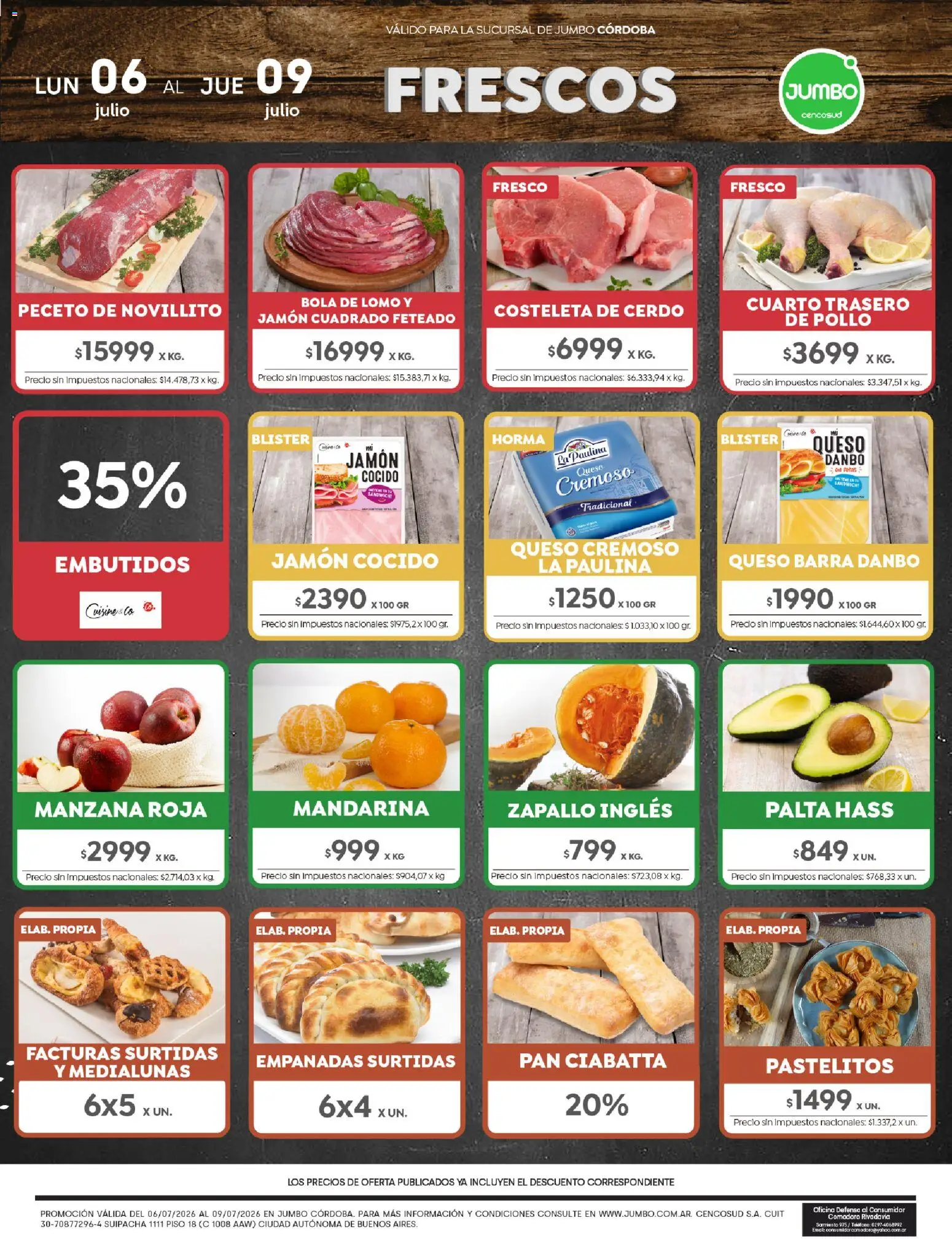 Jumbo - Ofertas | Córdoba │ válido desde el 06/07/2026 | Página: 1 | Productos: Pollo, Jamón cocido, Manzana, Jamón