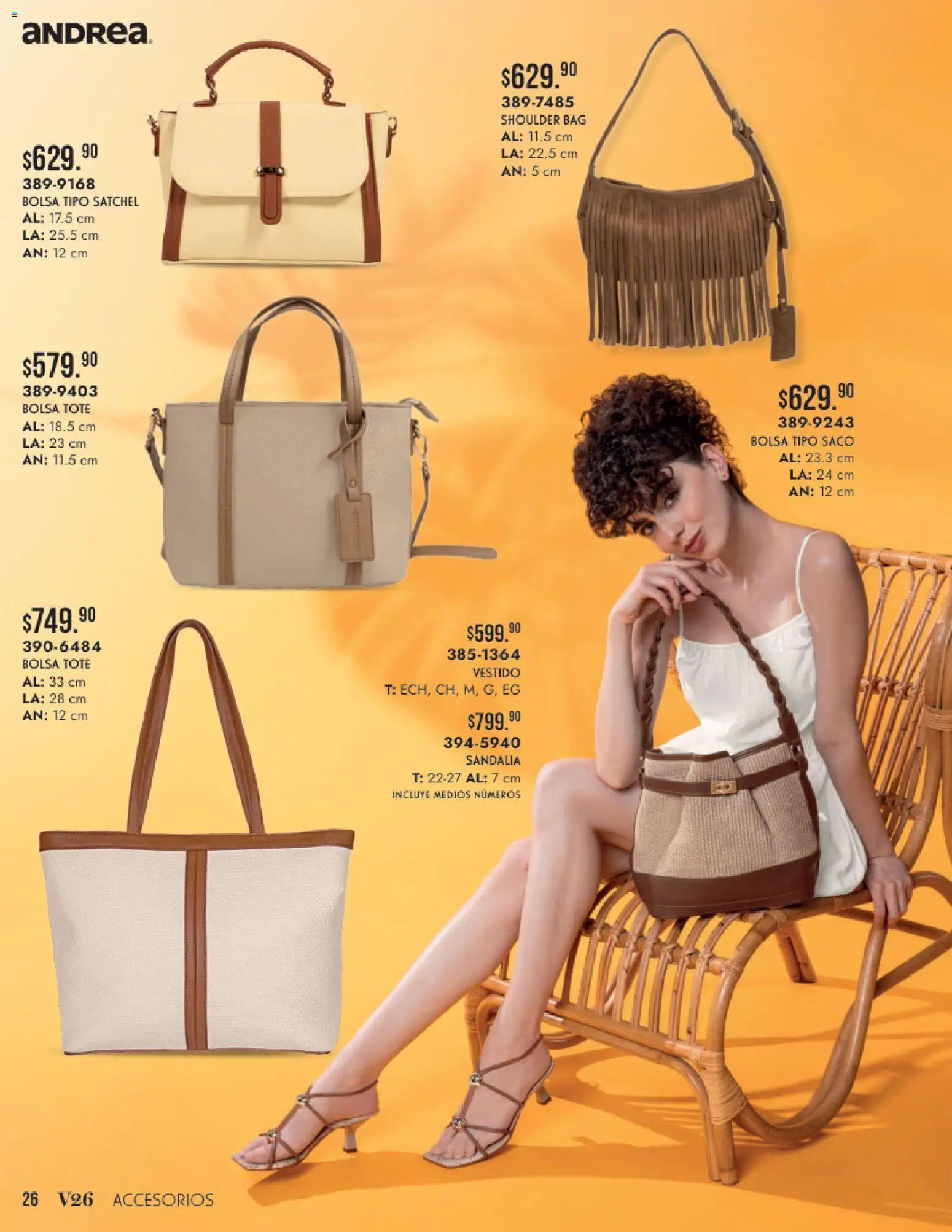 Nuevas ofertas de Andrea válidas en toda la República Mexicana desde el 24/05/2026. ¡Encuentra las mejores ofertas en Andrea catálogo Accesorios para todos! | Página: 26 | Productos: Bolsa, Vestido