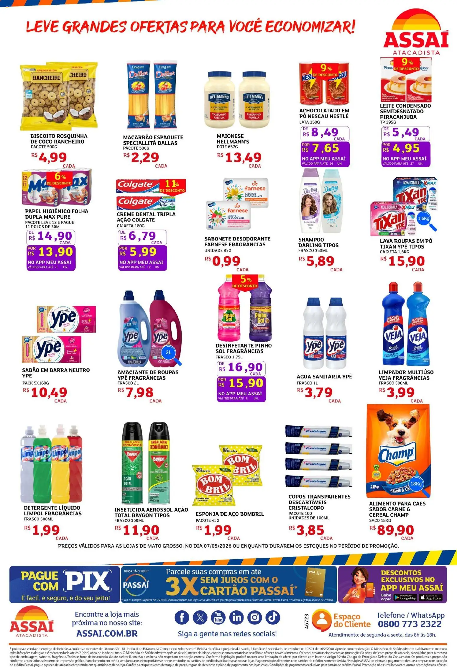 Assaí Atacadista Folheto - válido de 07.05.2026 | Página: 2 | Produtos: Limpador multiuso, Nescau, Papel higiênico, Desinfetante