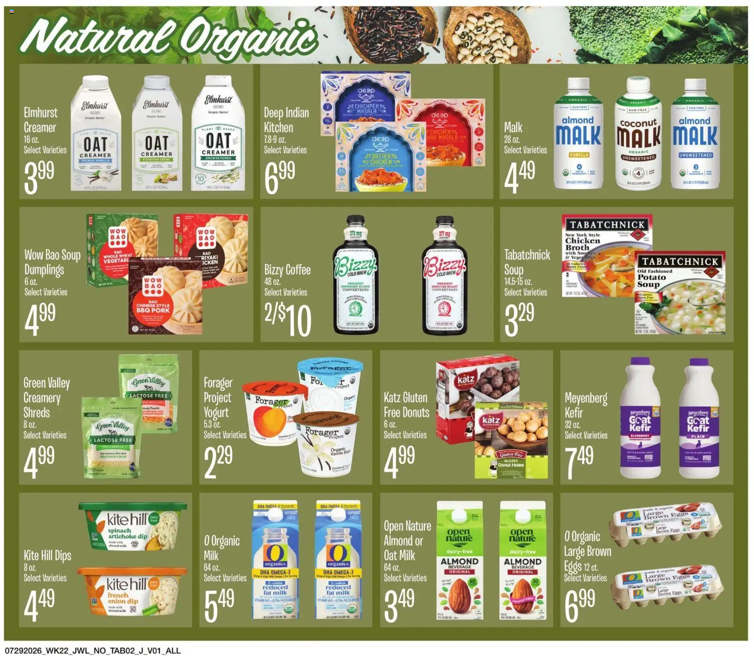 Jewel Osco Specialty & Local - valid from 07/29/2026 | Page: 2 | Products: Spinach, Yogurt, Pork, Noodles