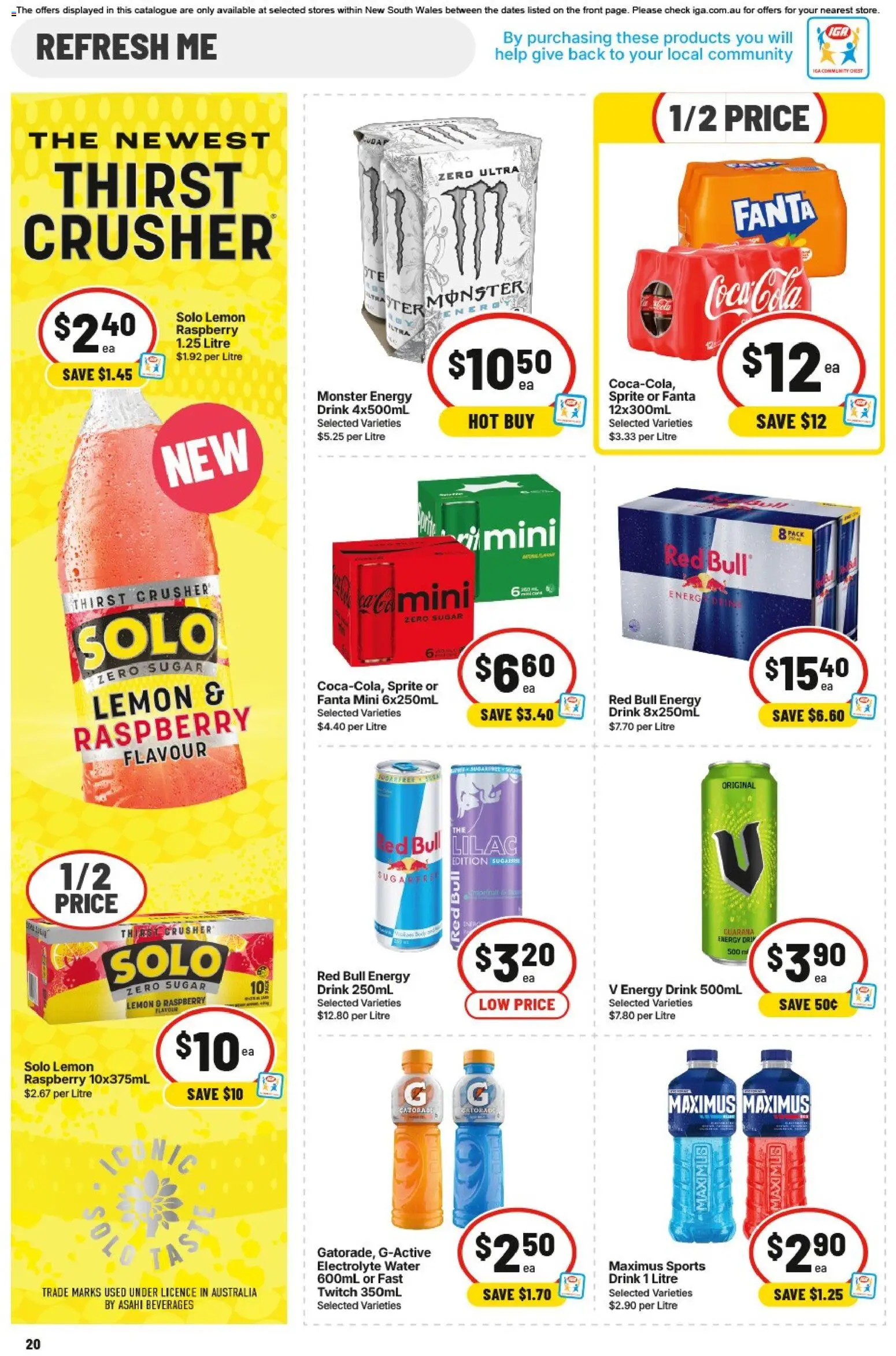 IGA catalogue - valid from 19/08/2026 | Page: 18 | Products: Energy drink, Water, Sugar, Sprite