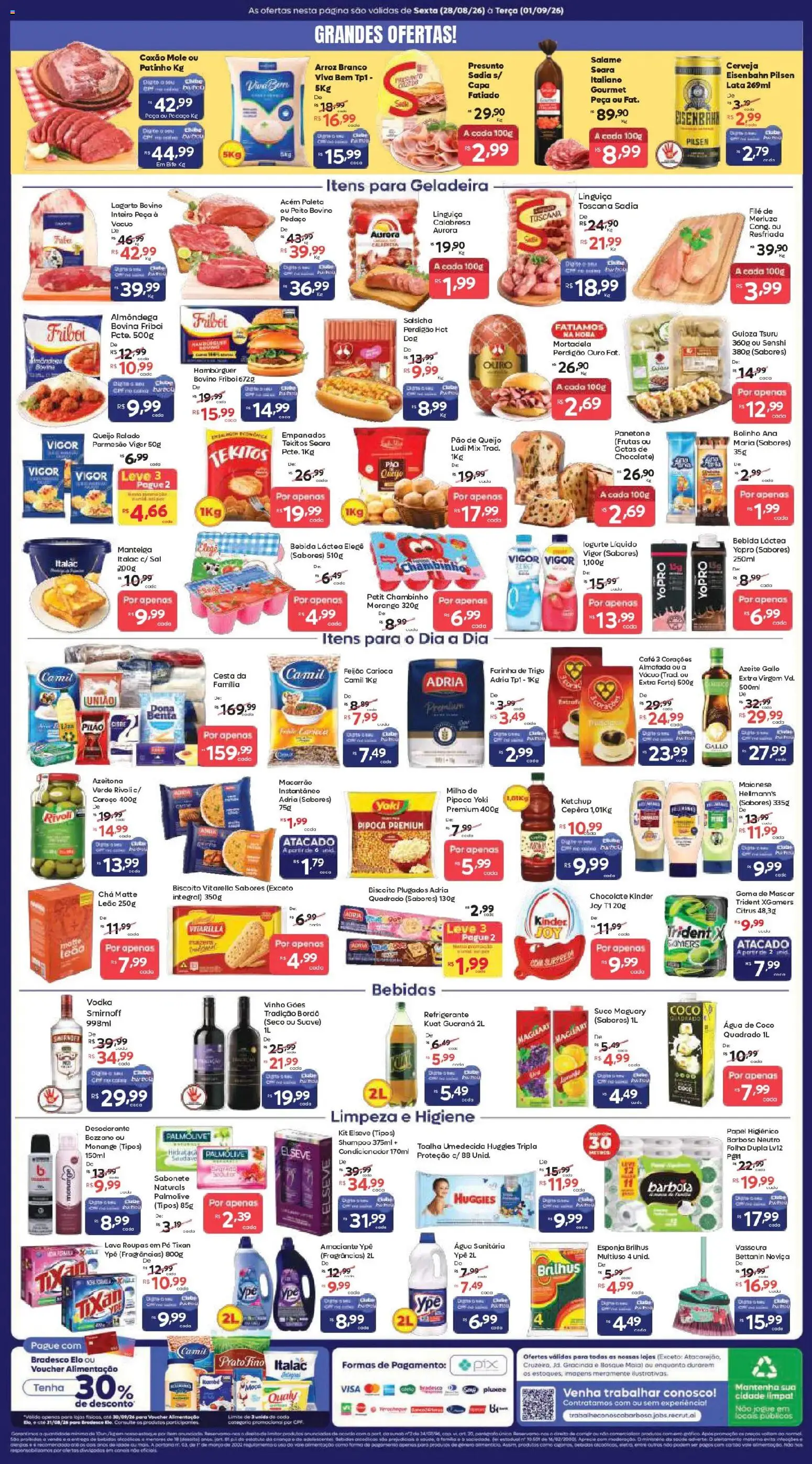 Barbosa Supermercados Folheto - válido de 28/08/2026 | Página: 2 | Produtos: Bebidas, Roupas, Sal, Pão de queijo