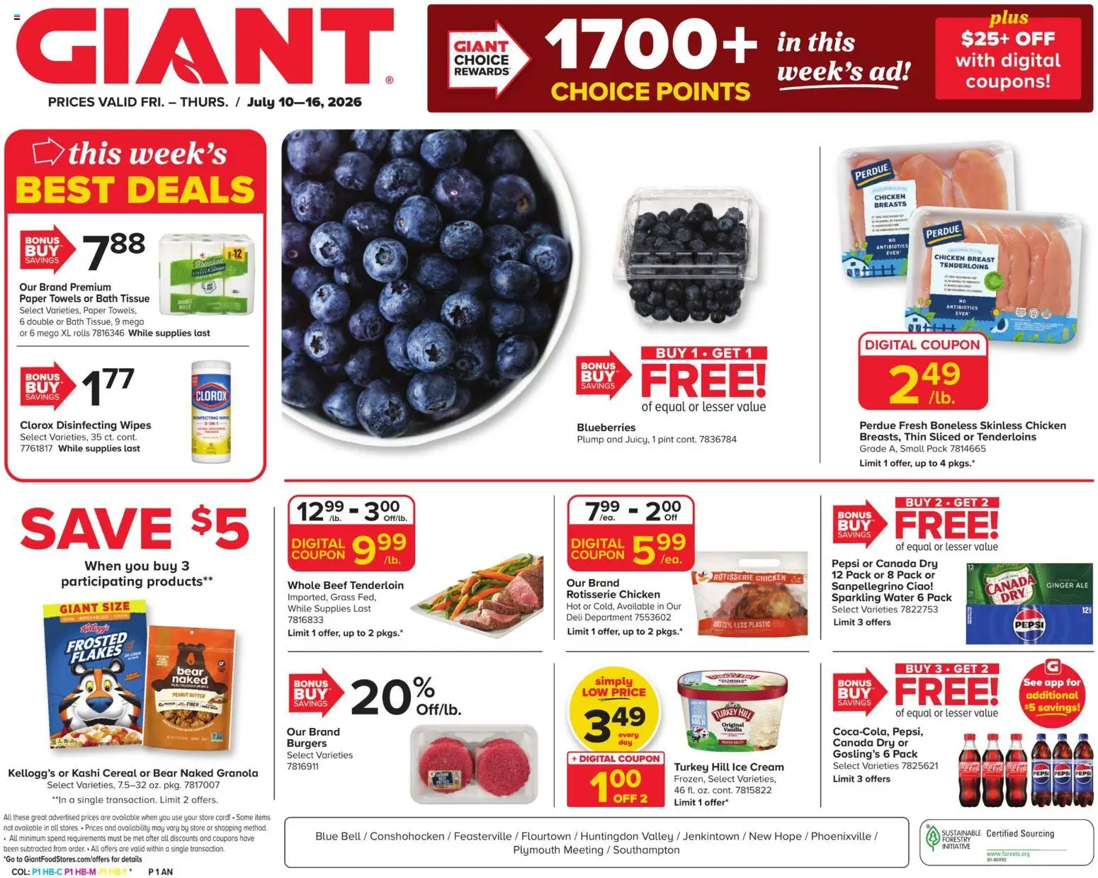 Giant Weekly Ad - valid from 07/10/2026 | Page: 1 | Products: Beef, Cream, Ice cream, Blueberries