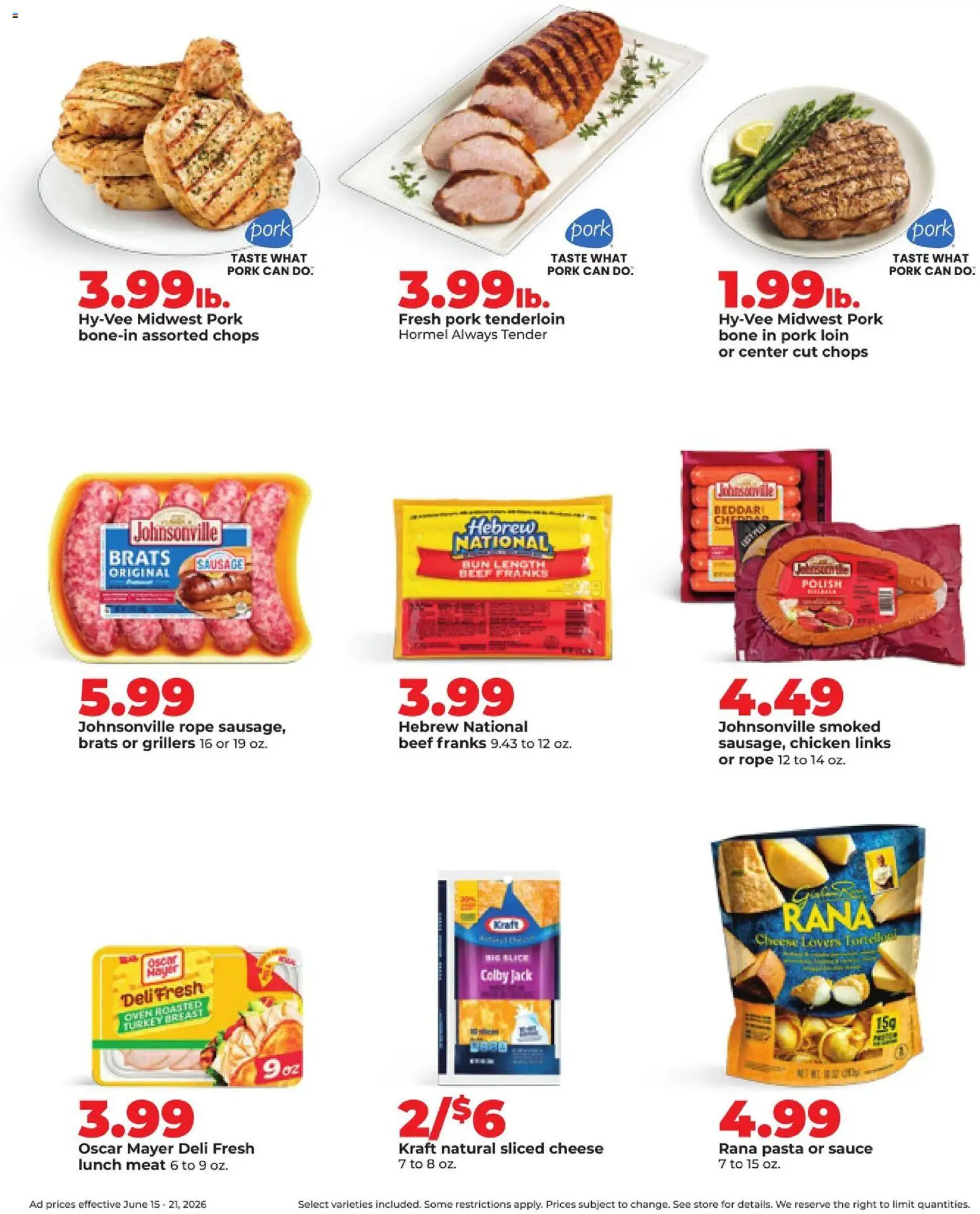 HyVee Weekly Ad - valid from 15.06.2026 | Page: 17 | Products: Pork, Pasta, Sauce, Sausage