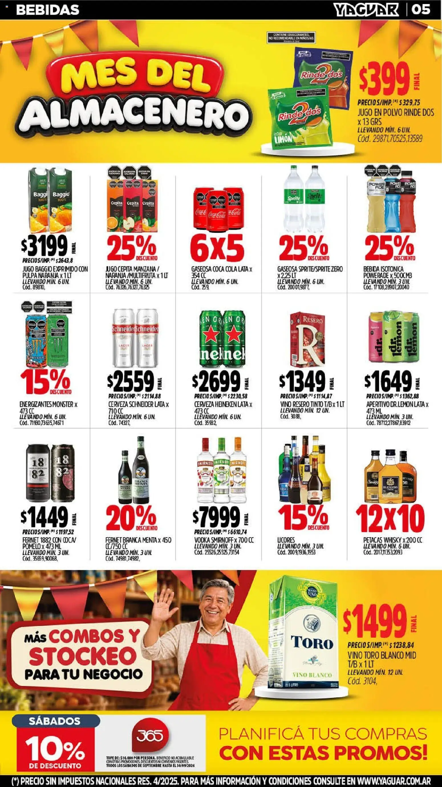Yaguar - Oferta Semanal Trelew │ válido desde el 14/09/2026 | Página: 5 | Productos: Vino blanco, Heineken, Manzana, Vino