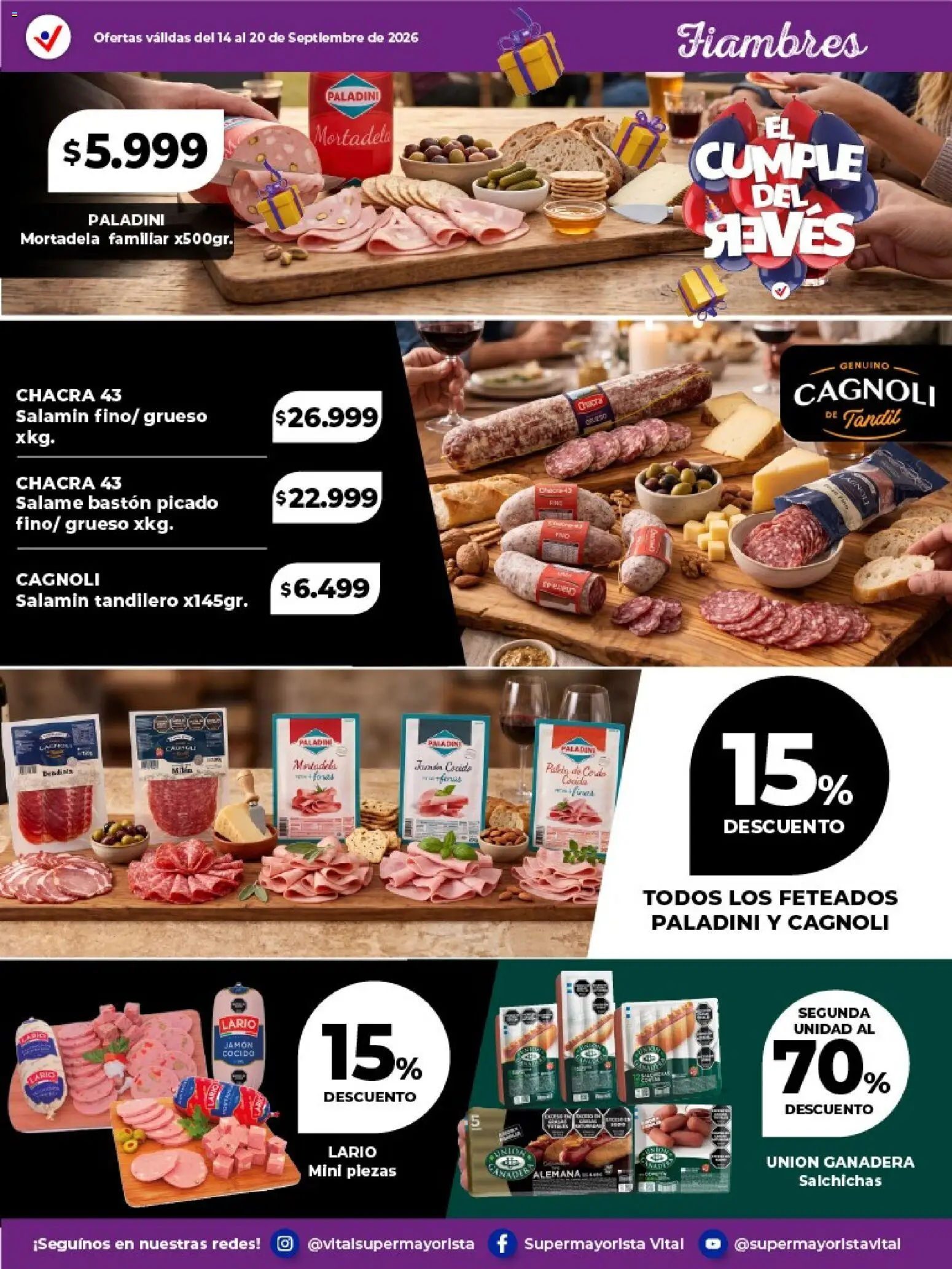 Vital - Especial de frescos │ válido desde el 21/09/2026 | Página: 9 | Productos: Mortadela, Jamón, Salame, Salchichas