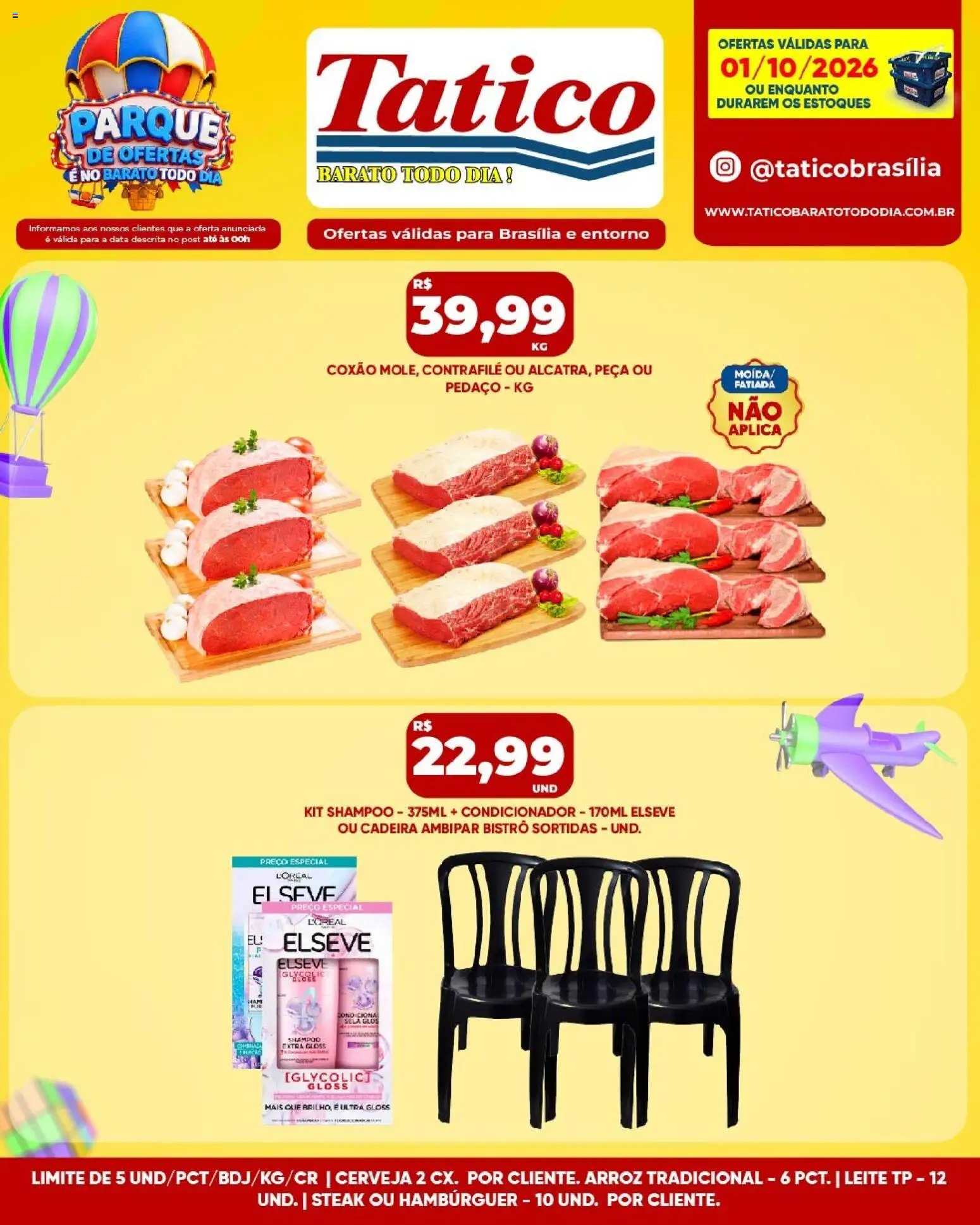 Tatico Folheto - válido de 01/10/2026 | Página: 14 | Produtos: Shampoo, Steak, Cadeira, Hambúrguer