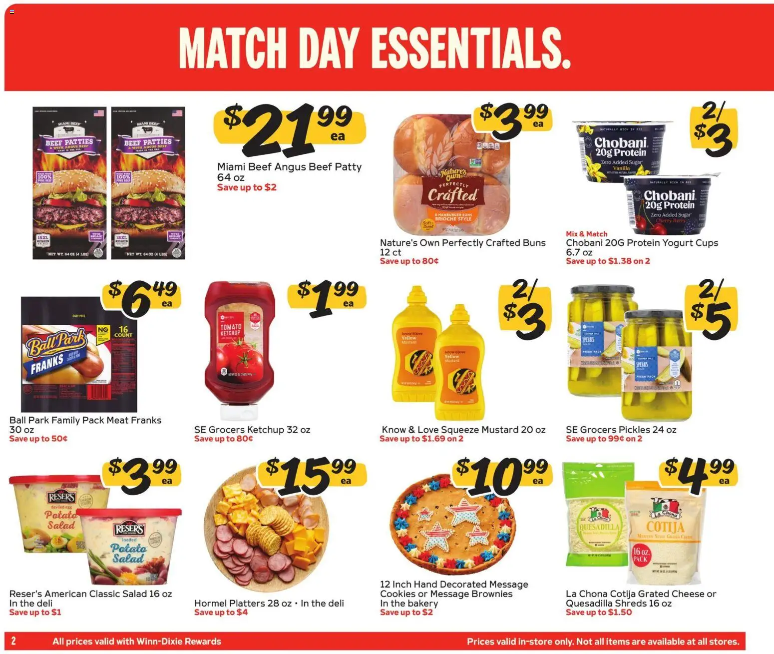 Winn Dixie In-Store Flyer - valid from 07/08/2026 | Page: 2 | Products: Yogurt, Beef, Salad, Sugar