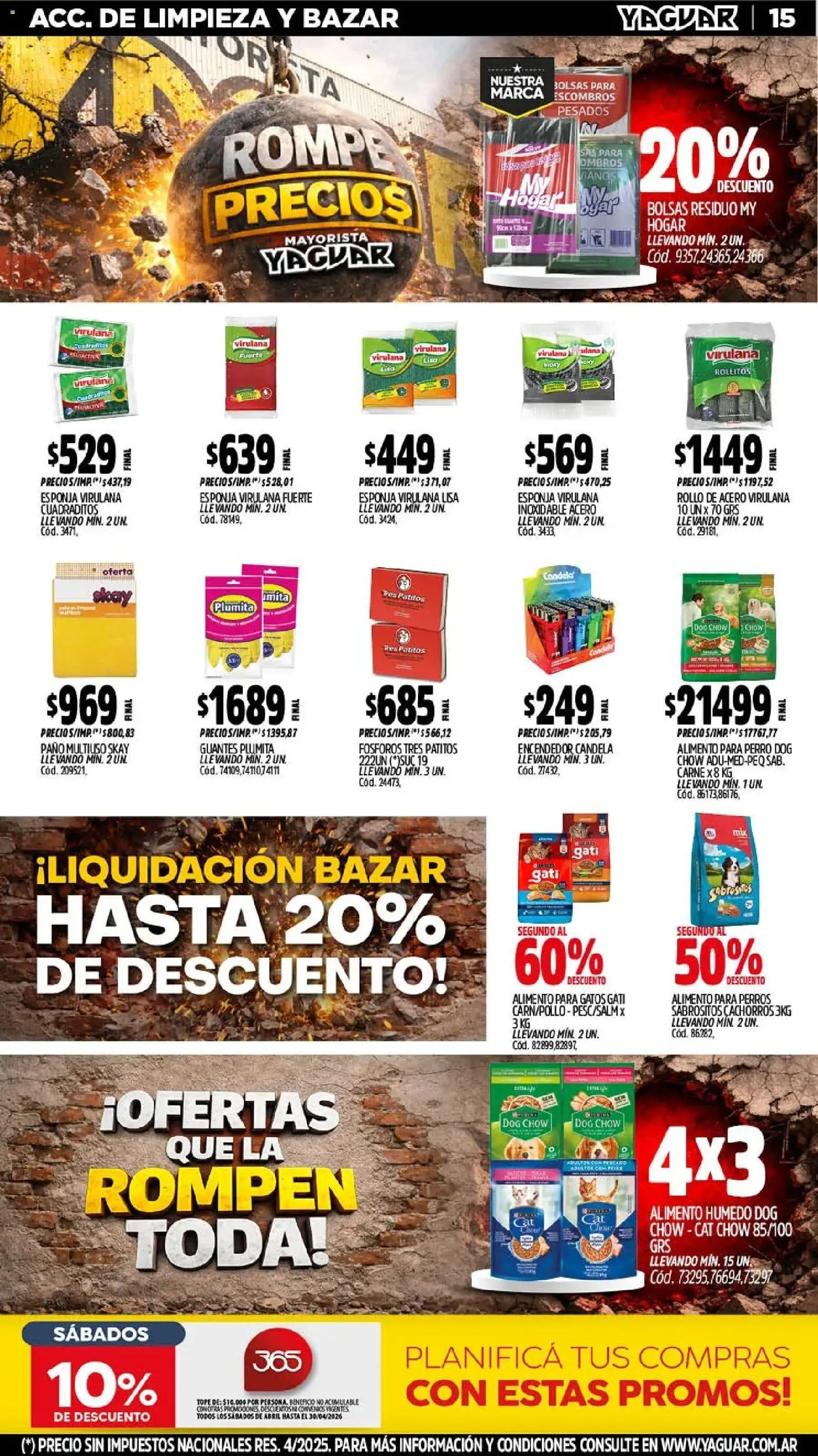 Yaguar catálogo │ válido desde el 20.04.2026 | Página: 15 | Productos: Fósforos, Encendedor, Esponja, Guantes