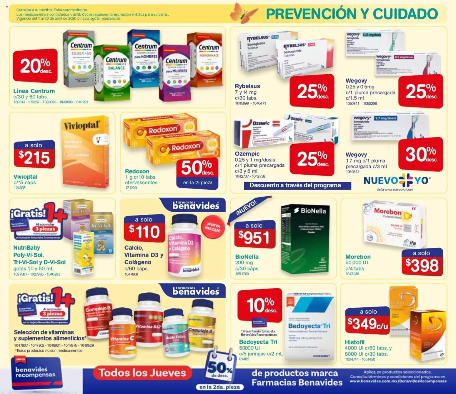 Nuevas ofertas de Farmacia Benavides válidas en toda la República Mexicana desde el 01.04.2026. ¡Encuentra las mejores ofertas en Farmacia Benavides catálogo! | Página: 11 | Productos: Vitaminas