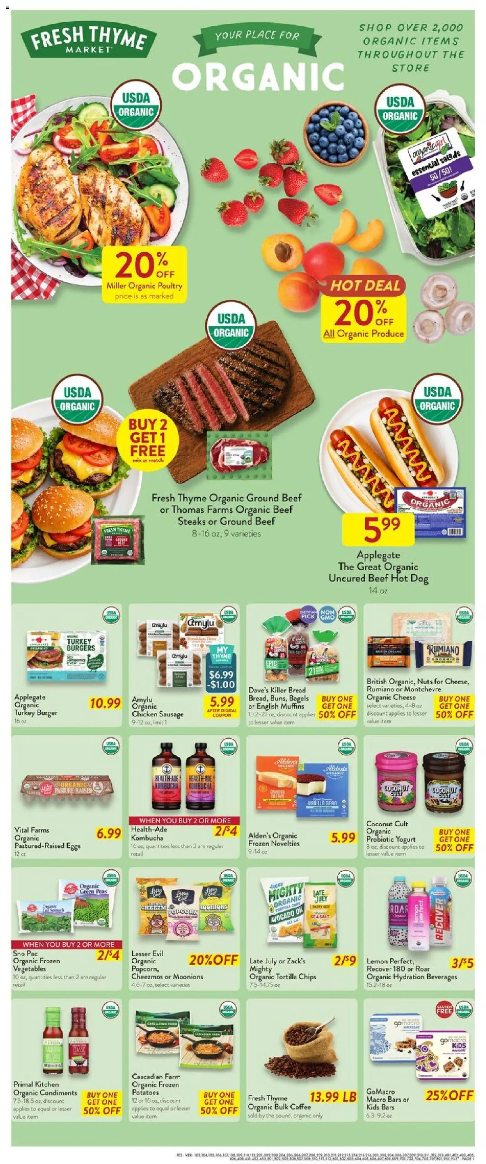 Fresh Thyme Weekly Ad - valid from 07/08/2026 | Page: 2 | Products: Beef, Potatoes, Sausage, Poultry