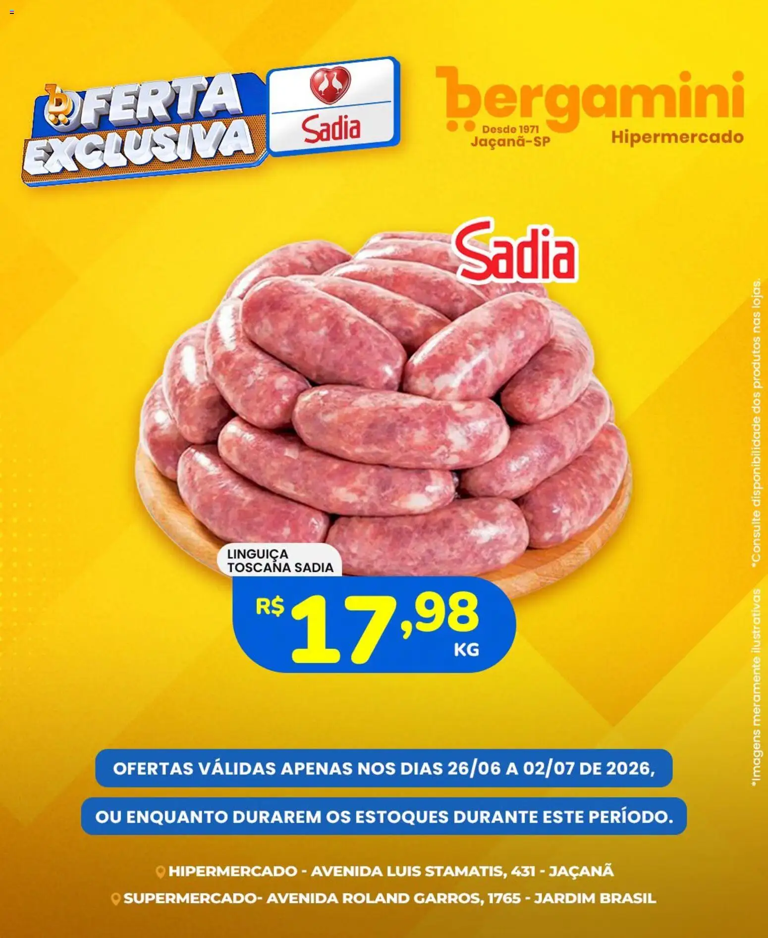 Supermercado Bergamini Folheto - válido de 26/06/2026 | Página: 6 | Produtos: Linguiça