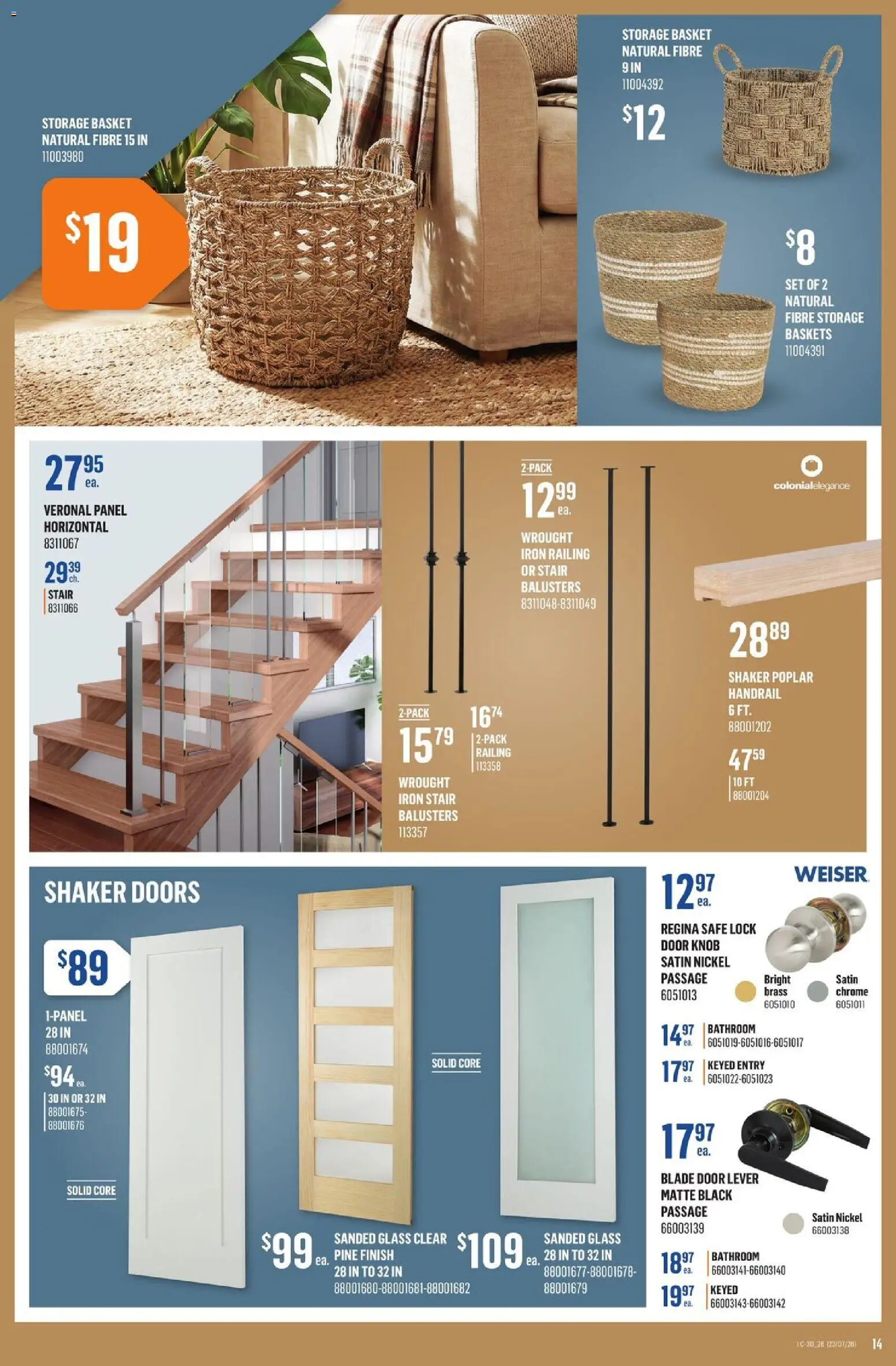 Canac flyer valid from Jul 23, 2026 | Page: 14 | Products: Iron, Basket