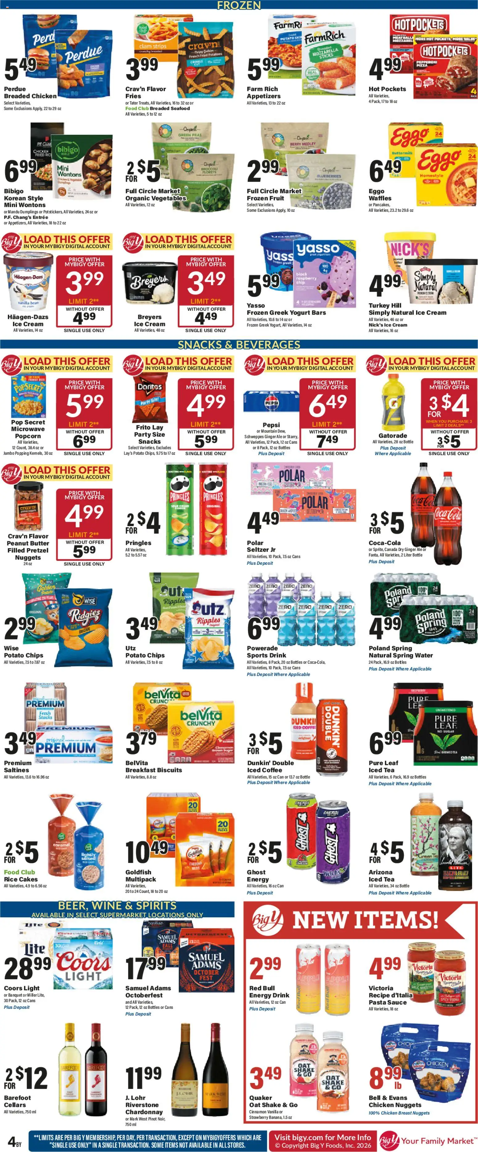 Big Y Weekly Ad - valid from 09/24/2026 | Page: 5 | Products: Potato chips, Chicken, Ice cream, Mozzarella