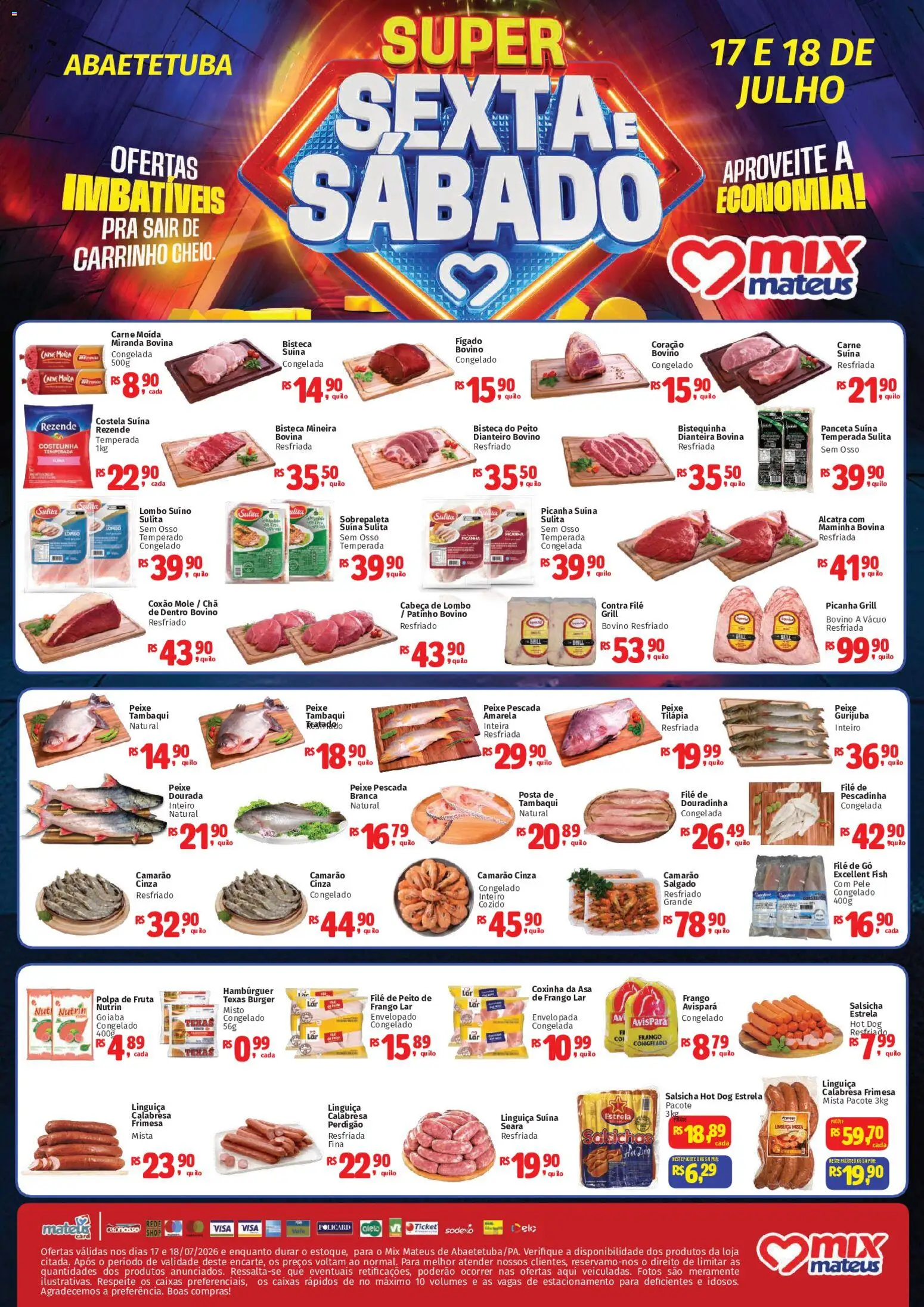 Mateus Folheto - válido de 17/07/2026 | Página: 1 | Produtos: Grill, Linguiça, Alcatra, Picanha