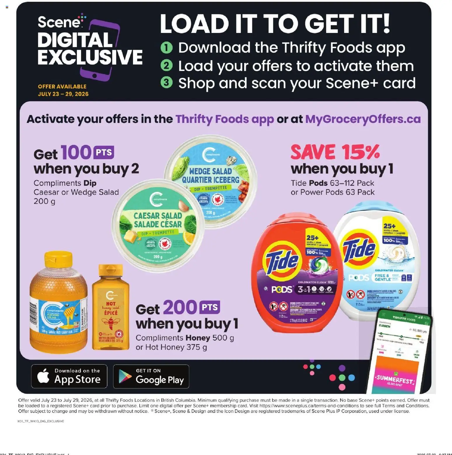 Thrifty Foods flyer valid from Jul 23, 2026 | Page: 15 | Products: Salad, Honey