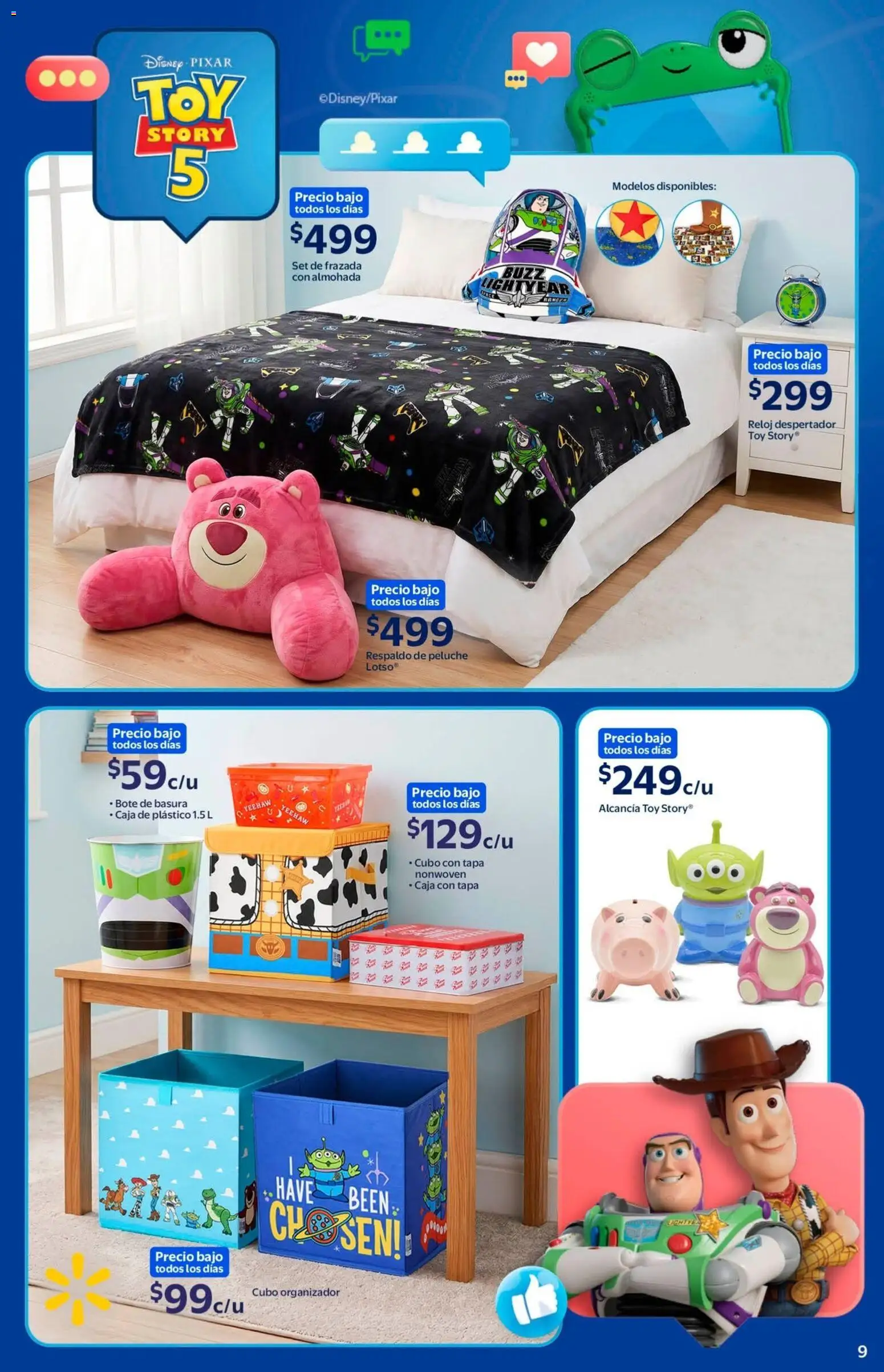 Nuevas ofertas de Walmart válidas en toda la República Mexicana desde el 08.06.2026. ¡Encuentra las mejores ofertas en Walmart folleto Toy Story! | Página: 9 | Productos: Despertador, Almohada, Caja, Reloj