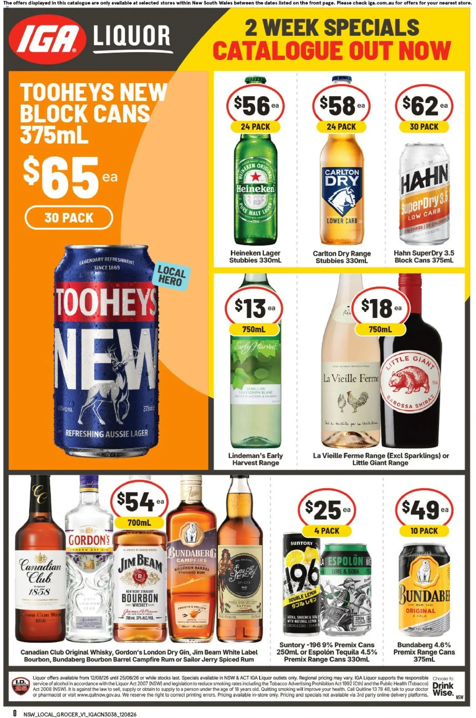 IGA catalogue - valid from 12/08/2026 | Page: 2 | Products: Jim Beam, Alcohol, Rum, Fax