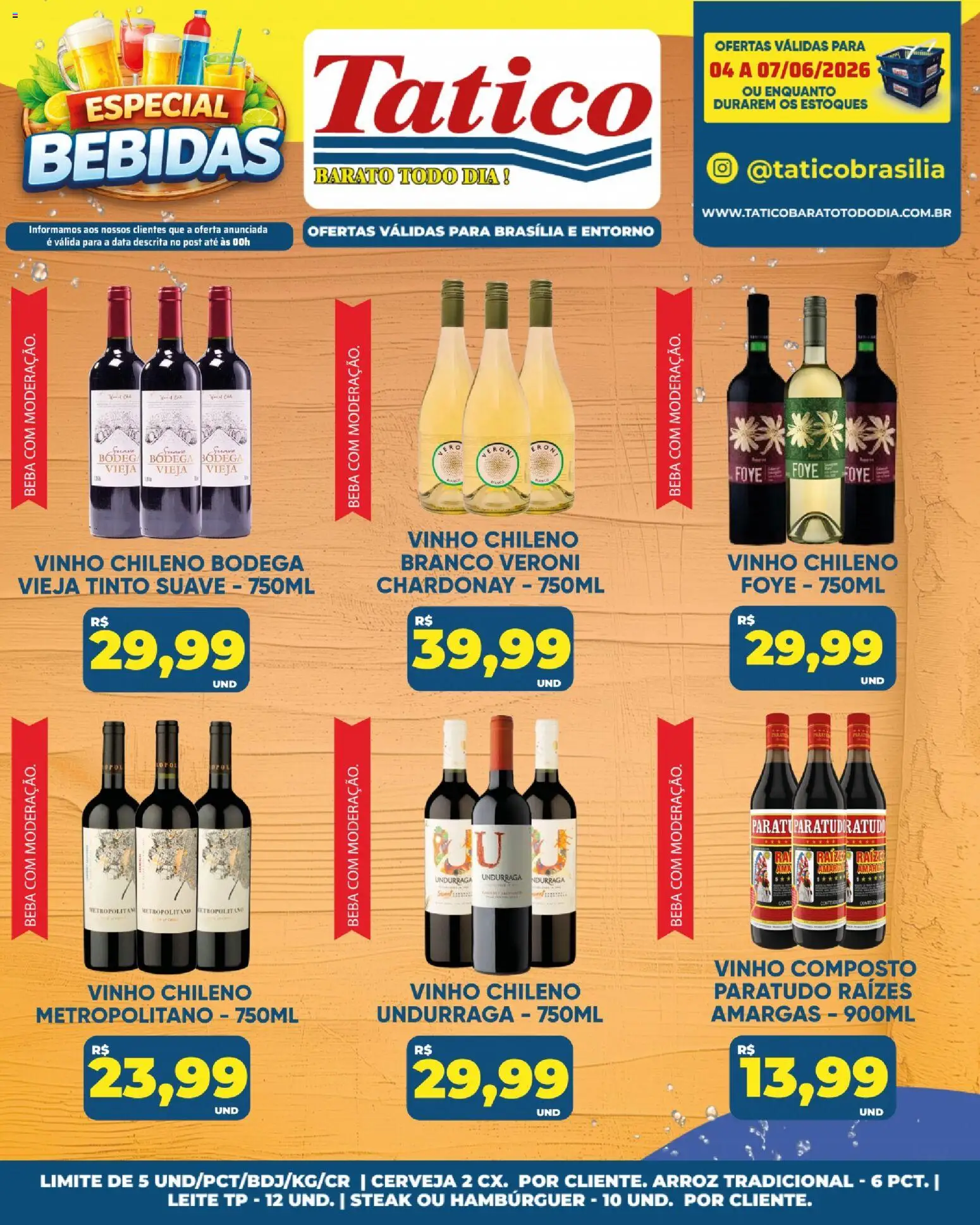Tatico Folheto - válido de 04.06.2026 | Página: 27 | Produtos: Leite, Vinho, Arroz, Hambúrguer