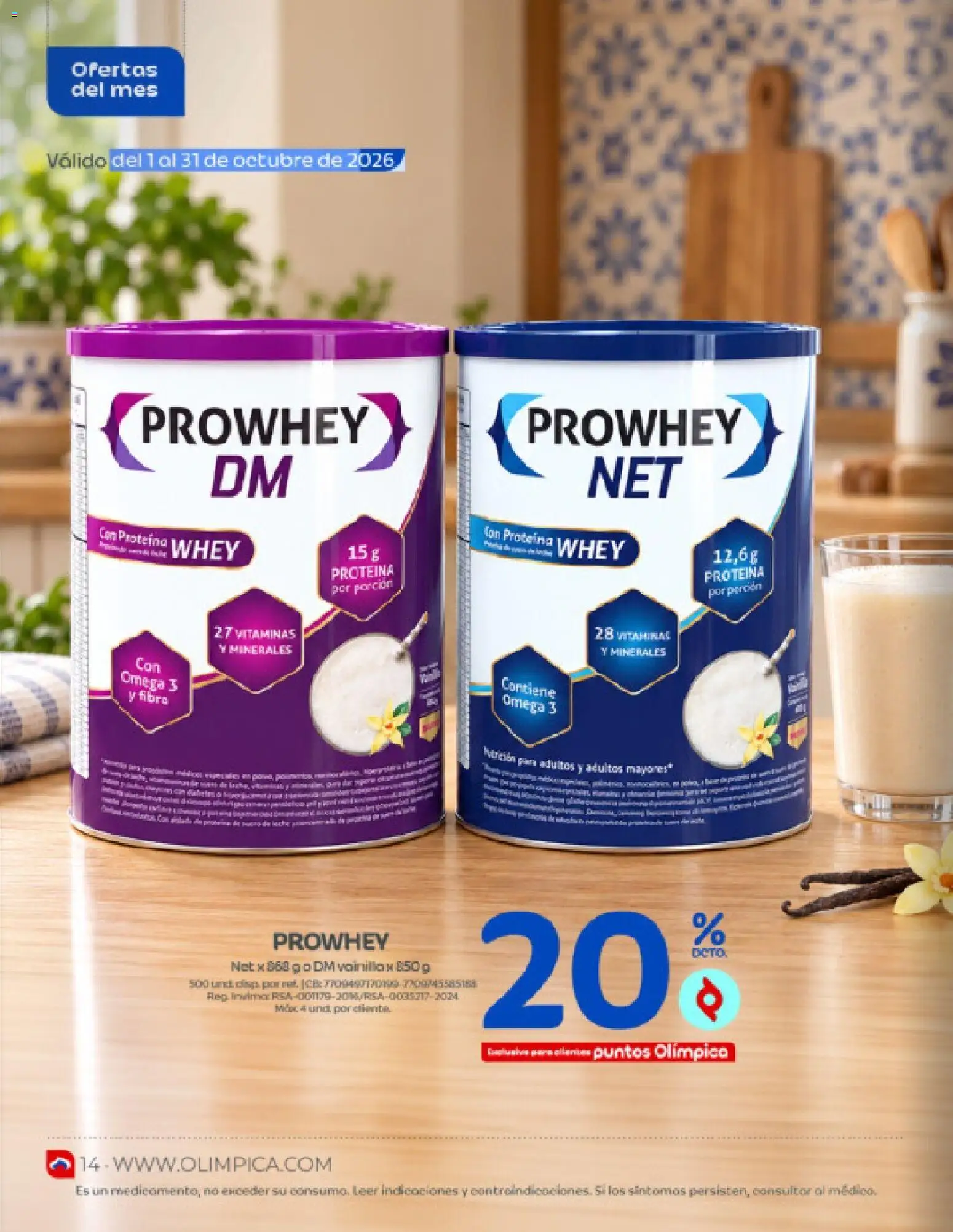 Olímpica revista - valida desde el 01/10/2026 | Página: 14 | Productos: Omega, Omega 3, Proteína, Vainilla