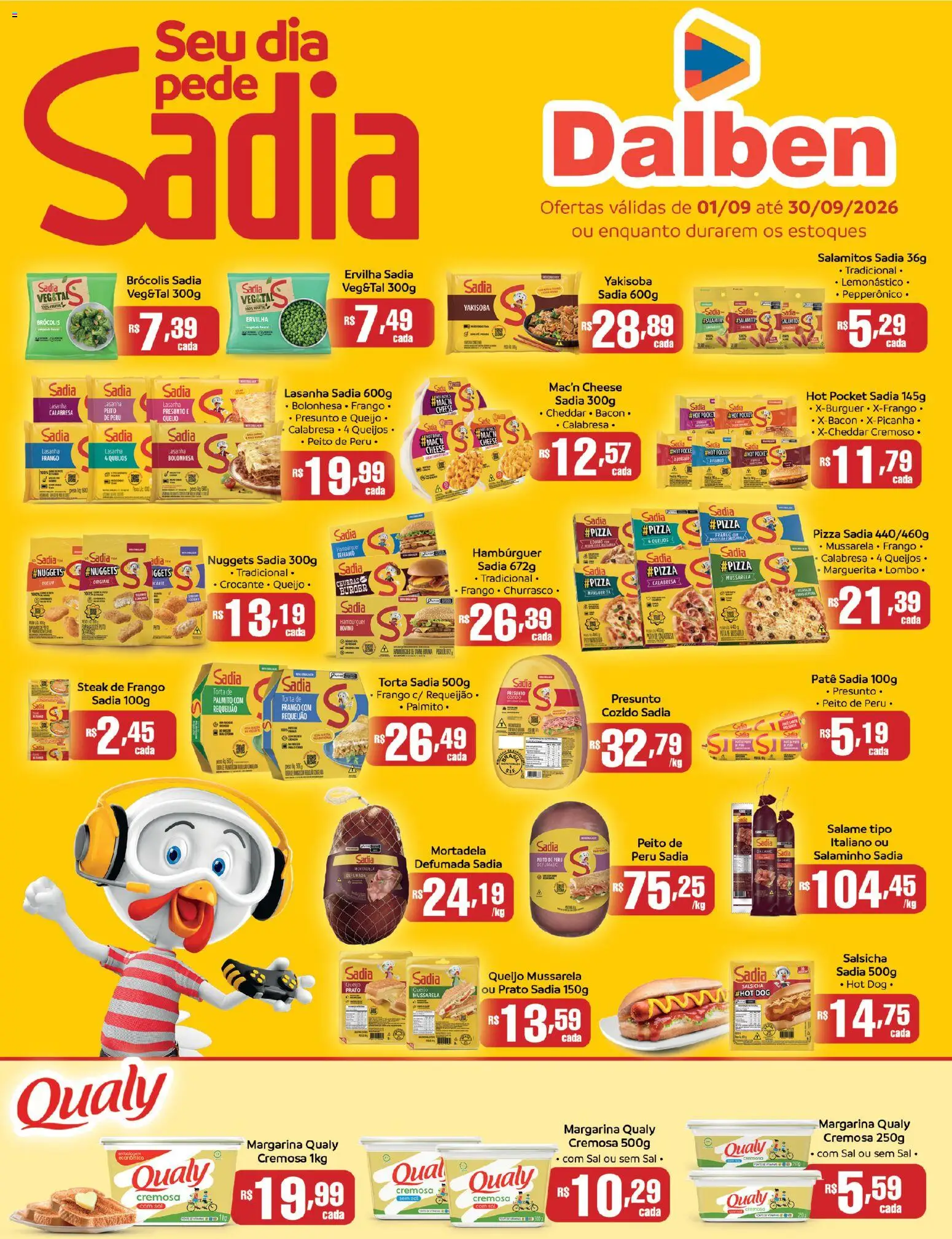 Supermercado Dalben Folheto - válido de 01/09/2026 | Página: 1 | Produtos: Salsicha, Presunto, Pizza, Sal