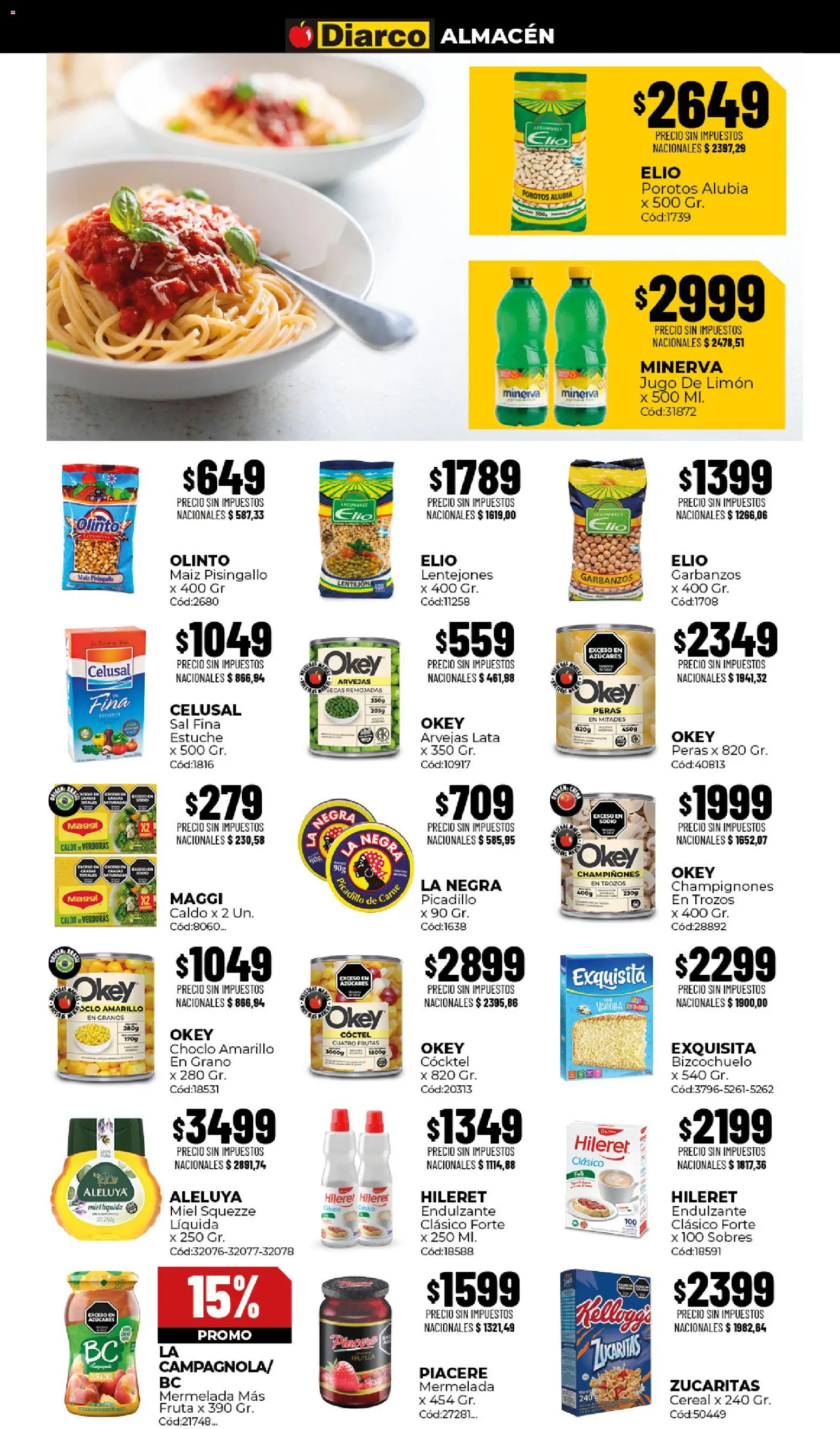 Diarco - Ofertas Interior │ válido desde el 03/08/2026 | Página: 3 | Productos: Choclo, Arvejas, Garbanzos, Jugo