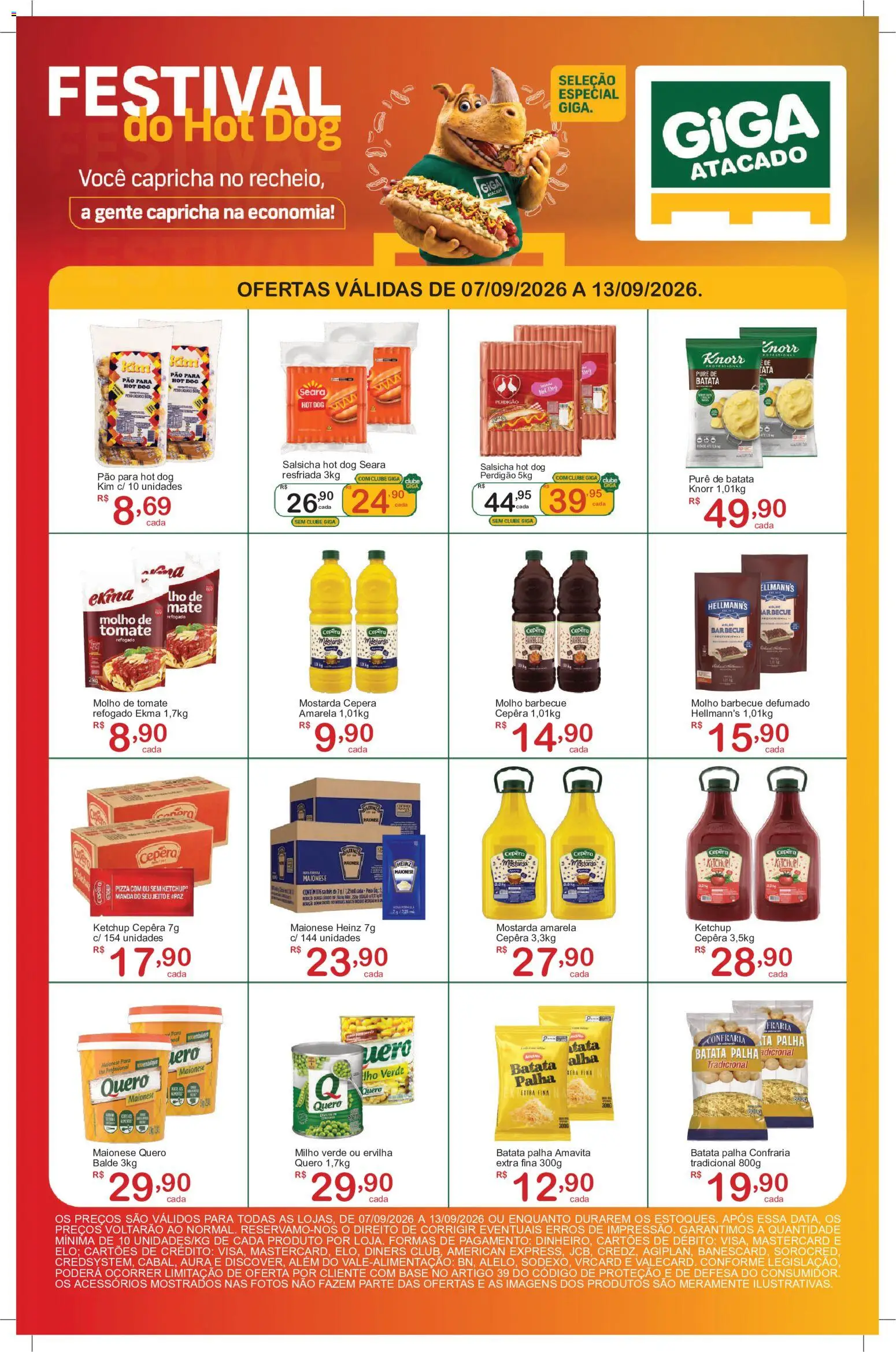 GIGA Atacado Folheto - válido de 07/09/2026 | Página: 1 | Produtos: Salsicha, Pão, Batata palha, Milho