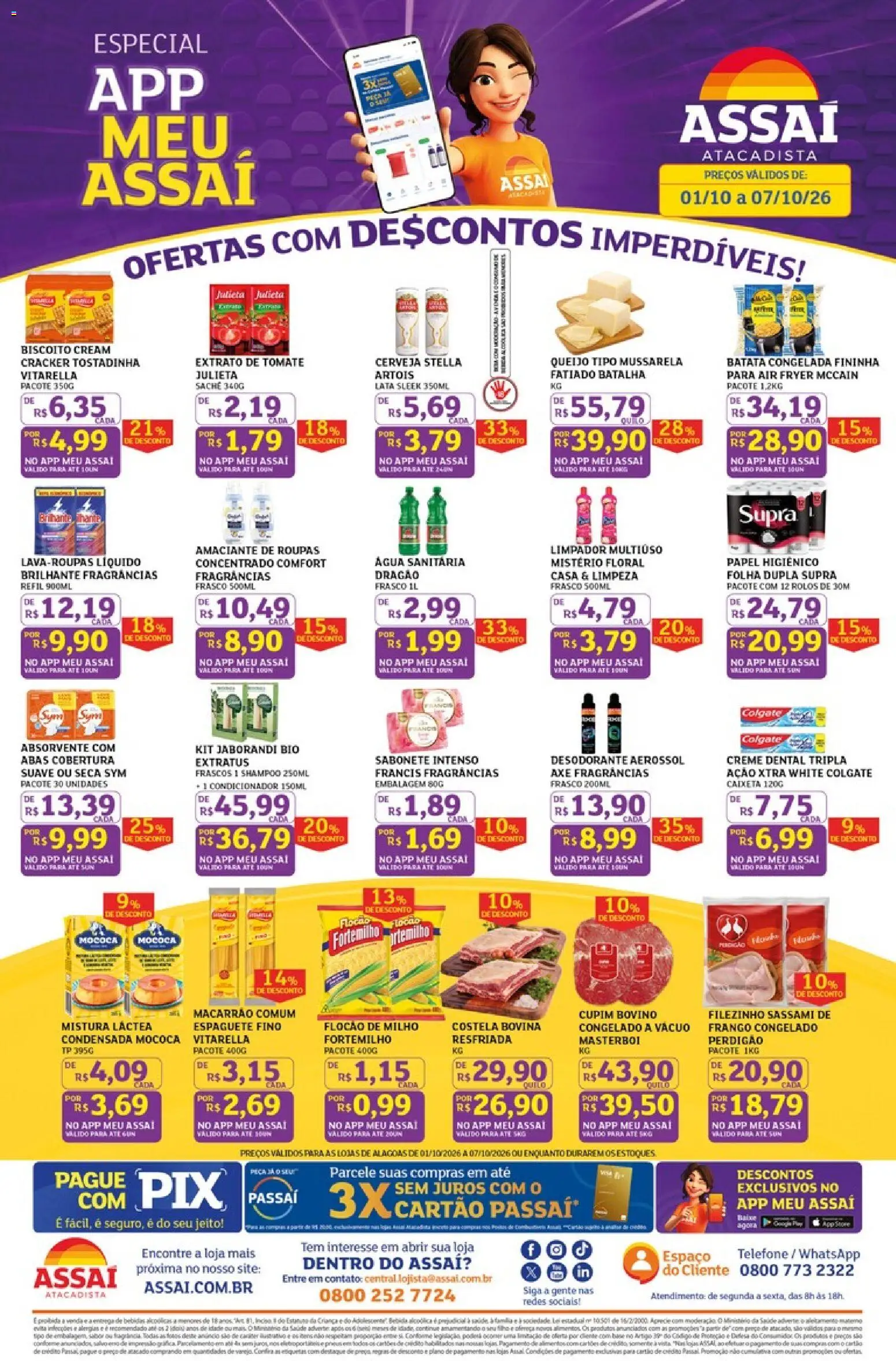 Assaí Atacadista Folheto - válido de 01/10/2026 | Página: 1 | Produtos: Cerveja, Água, Milho, Papel higiênico