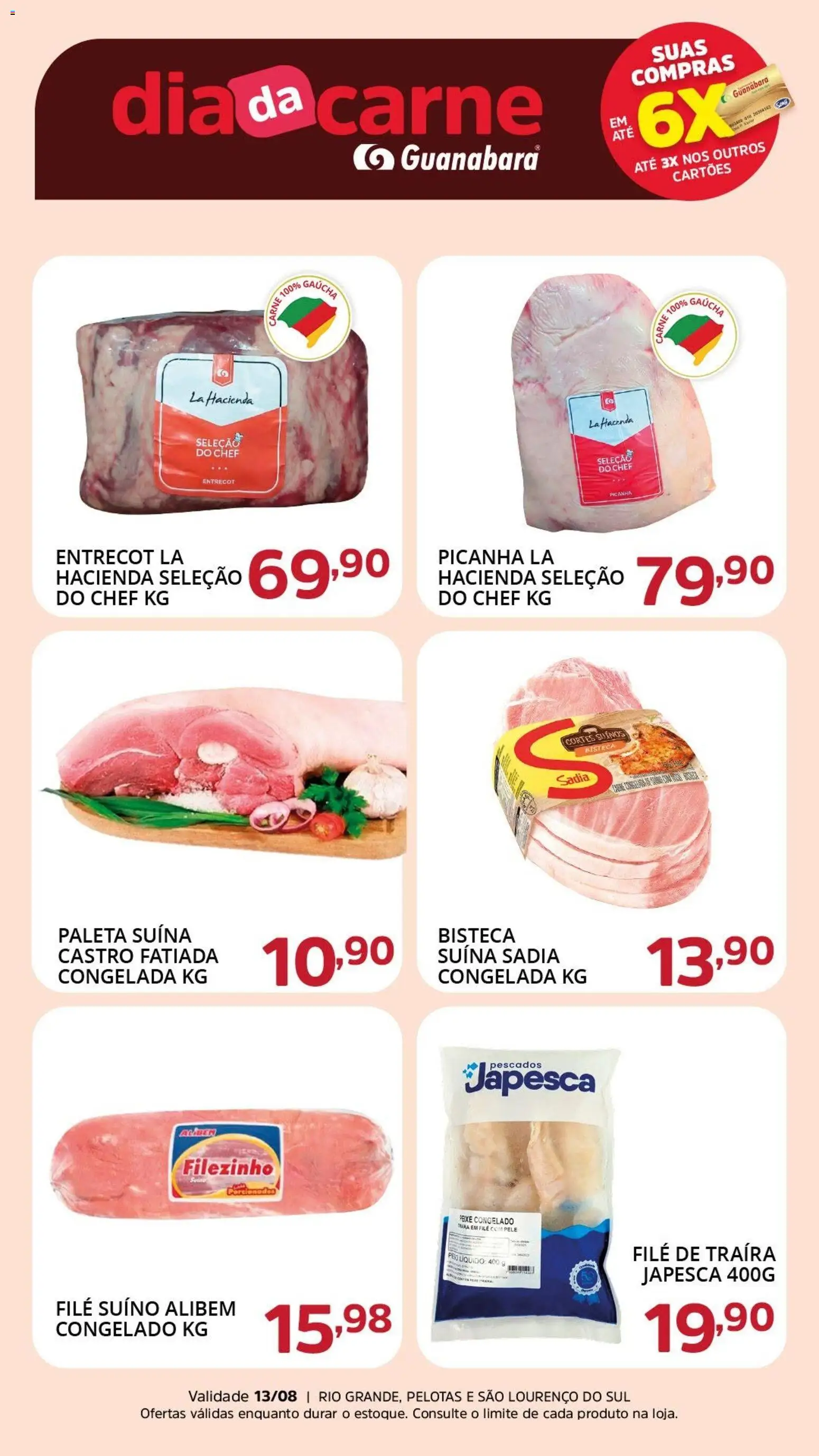 Supermercado Guanabara Folheto - válido de 13/08/2026 | Página: 1 | Produtos: Picanha, Paleta suína, Peixe, Carne